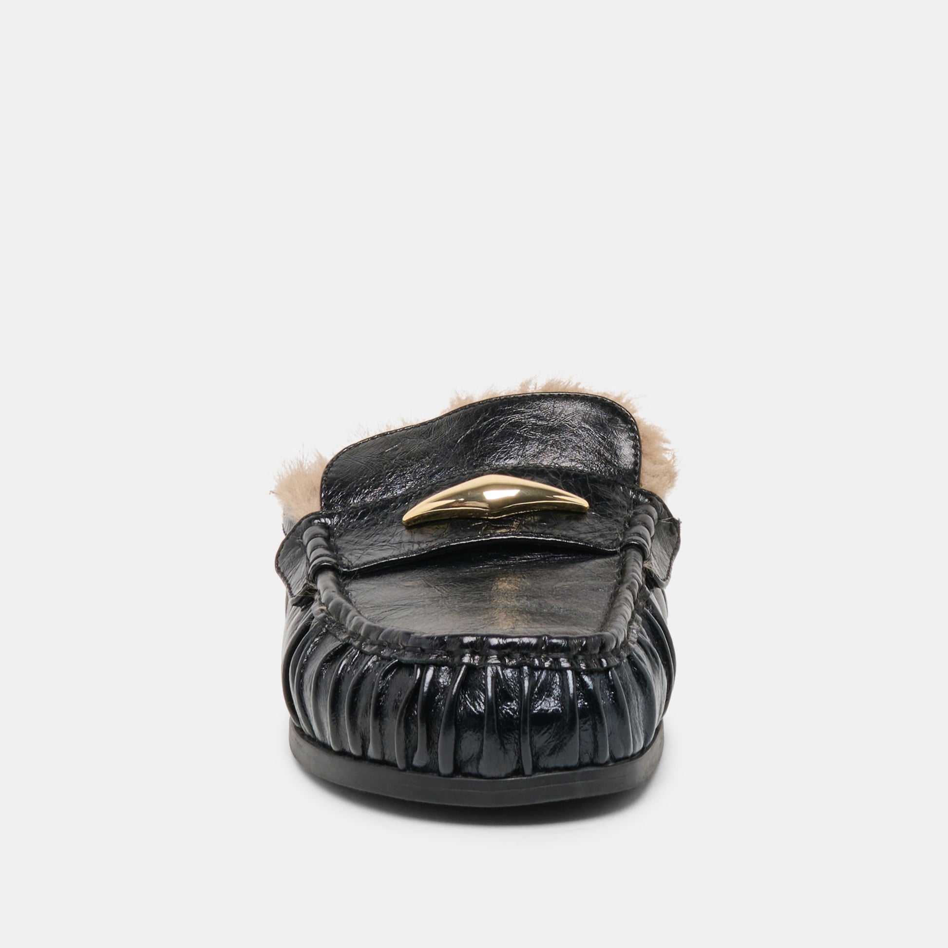 Jodero Plush Black Leather Flats Dolce Vita New