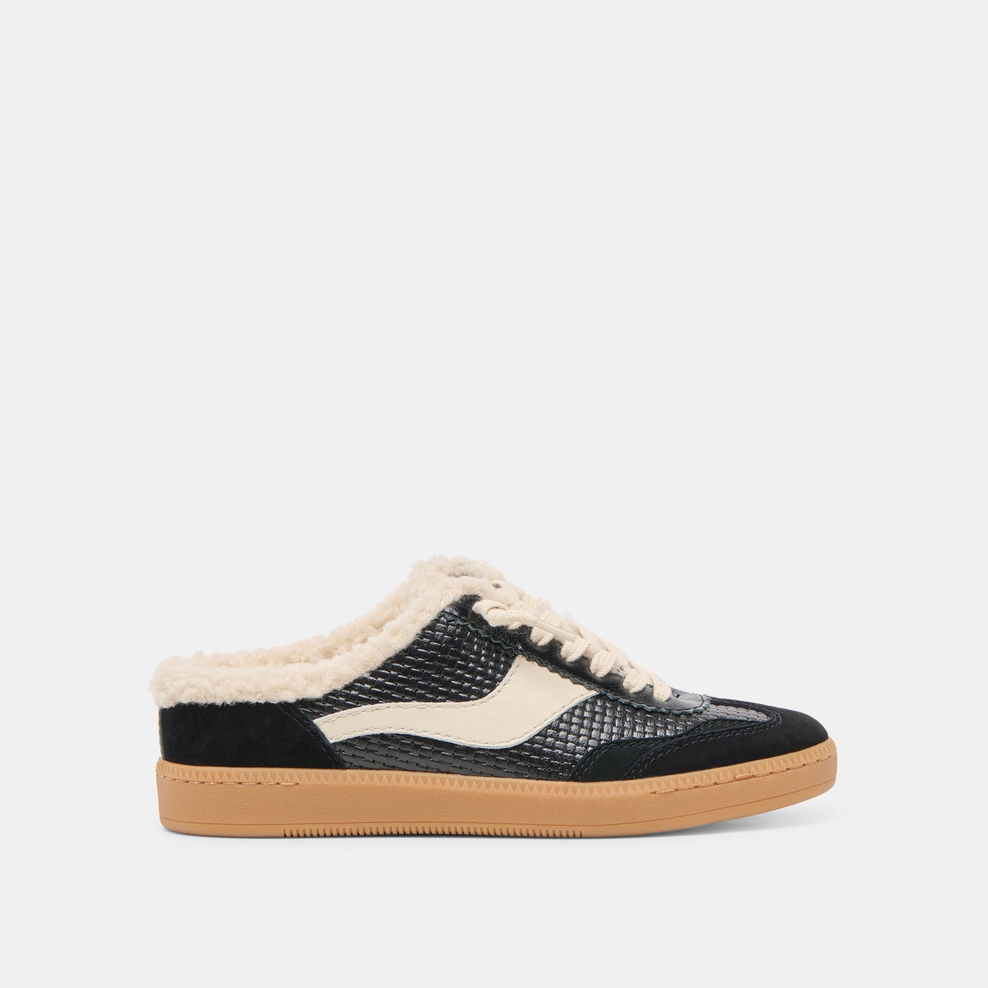 Notice Slide Plush Black Woven Leather Sneakers Dolce Vita New