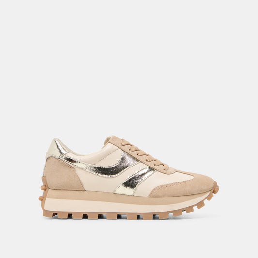 TRESA White Gold Suede Platform Sneakers Dolce Vita New
