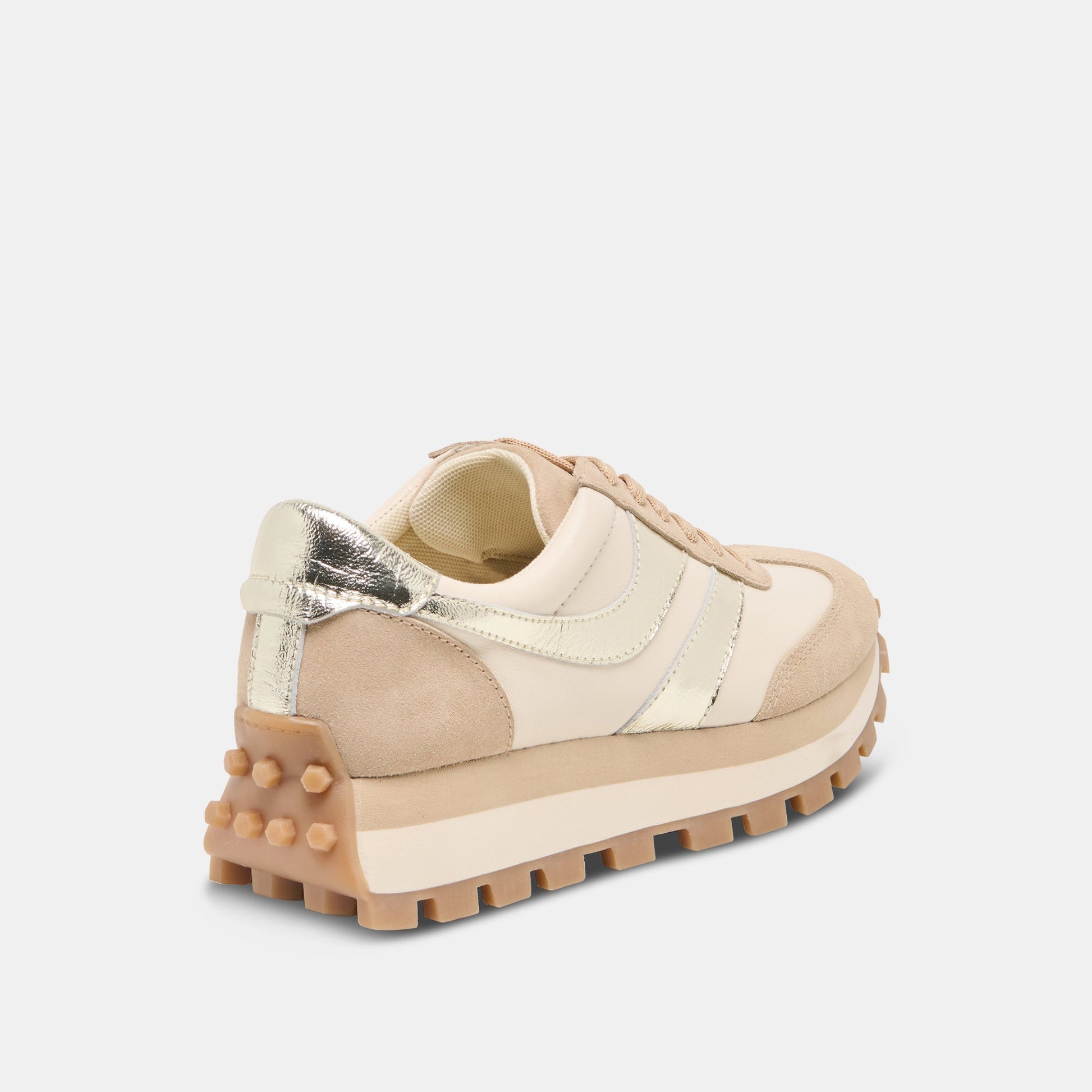 TRESA White Gold Suede Platform Sneakers Dolce Vita New