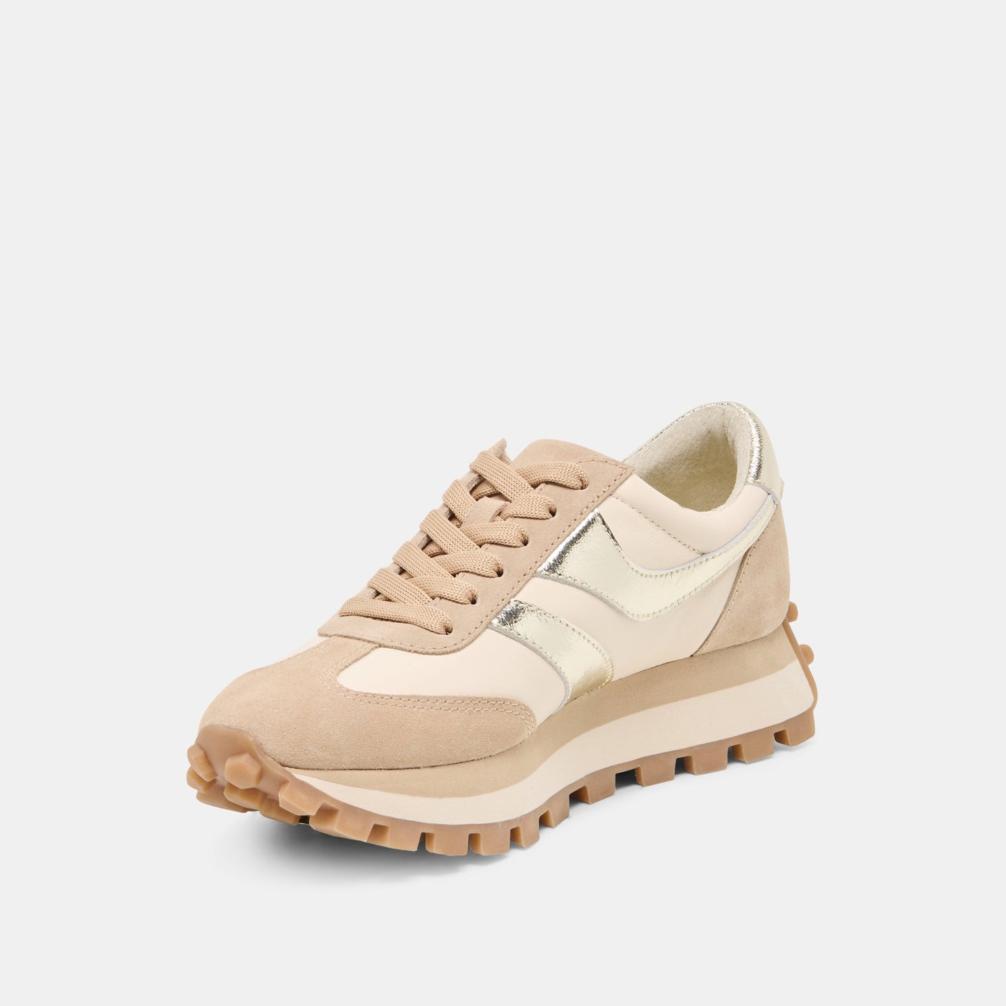 TRESA White Gold Suede Platform Sneakers Dolce Vita New