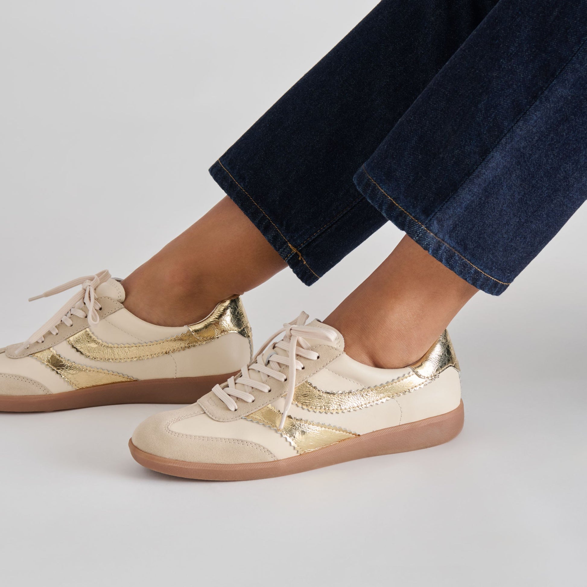 Merit White Gold Leather Sneakers Dolce Vita us