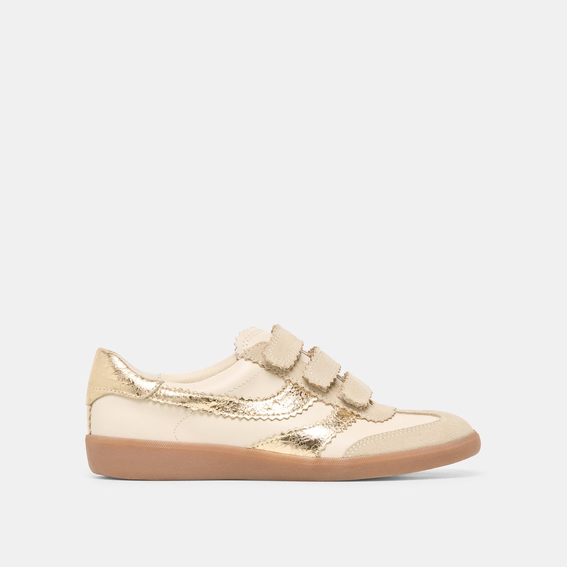 Merit Velcro White Gold Leather Sneakers Dolce Vita On sale