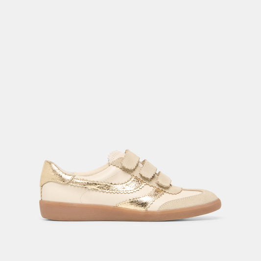 Merit Velcro White Gold Leather Sneakers Dolce Vita On sale