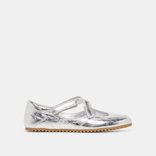 YONO Silver Distressed Leather Ballet Sneaker Flats Dolce Vita Discount