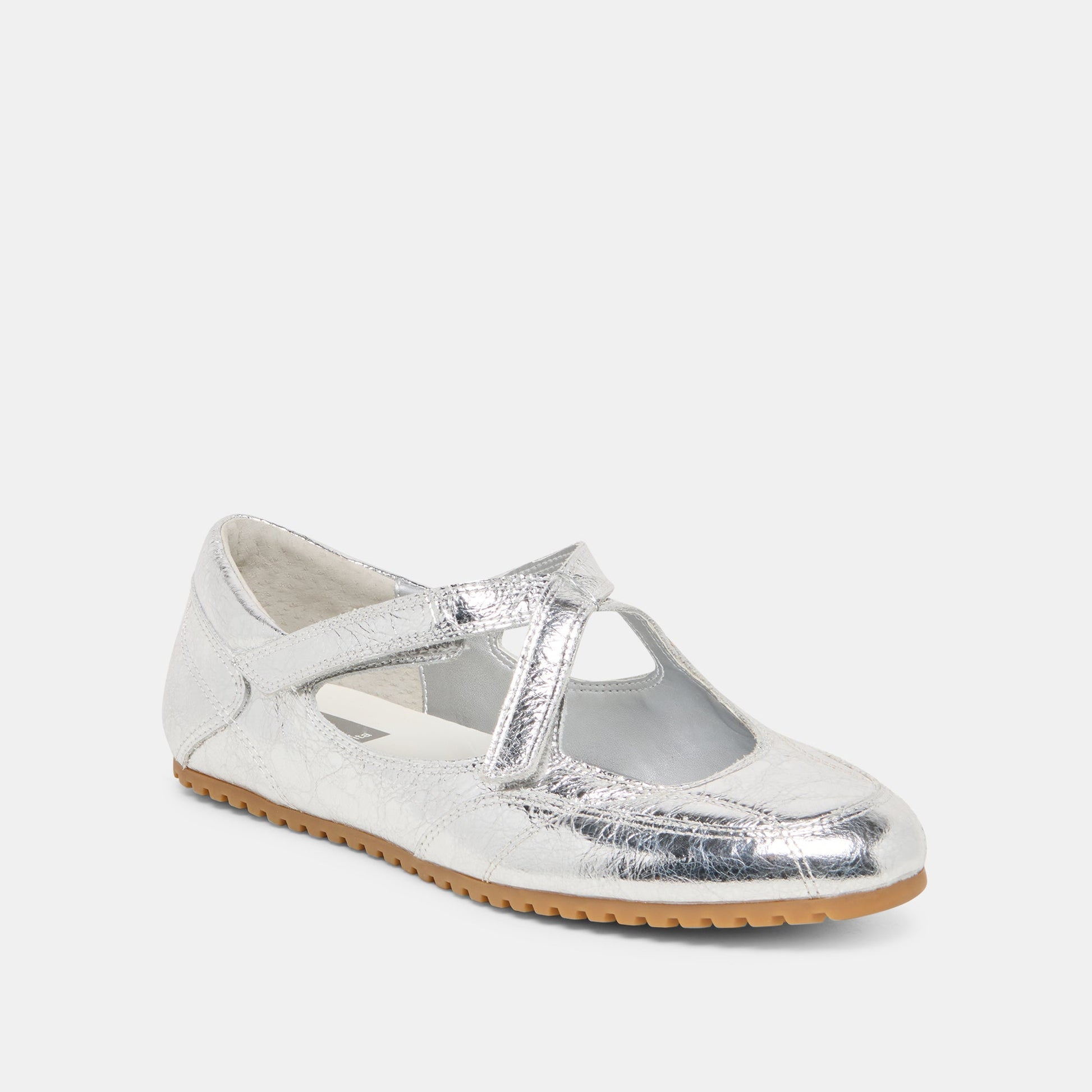 YONO Silver Distressed Leather Ballet Sneaker Flats Dolce Vita Discount