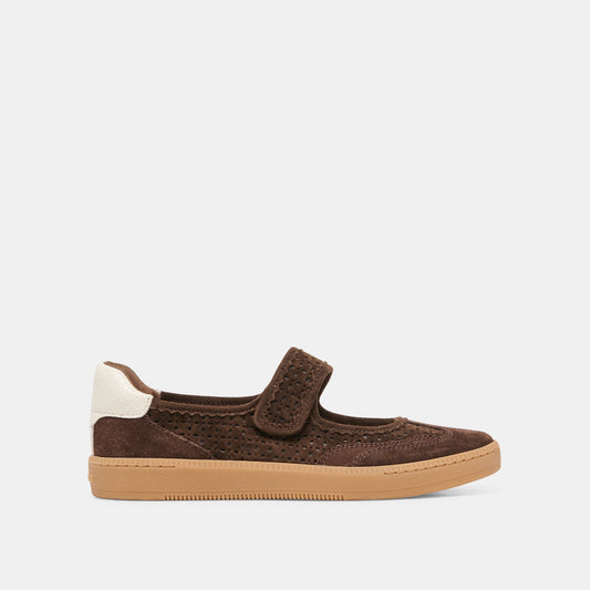 NANET Dk Brown Perforated Suede Mary-Jane Ballet Sneakers Dolce Vita Outlet