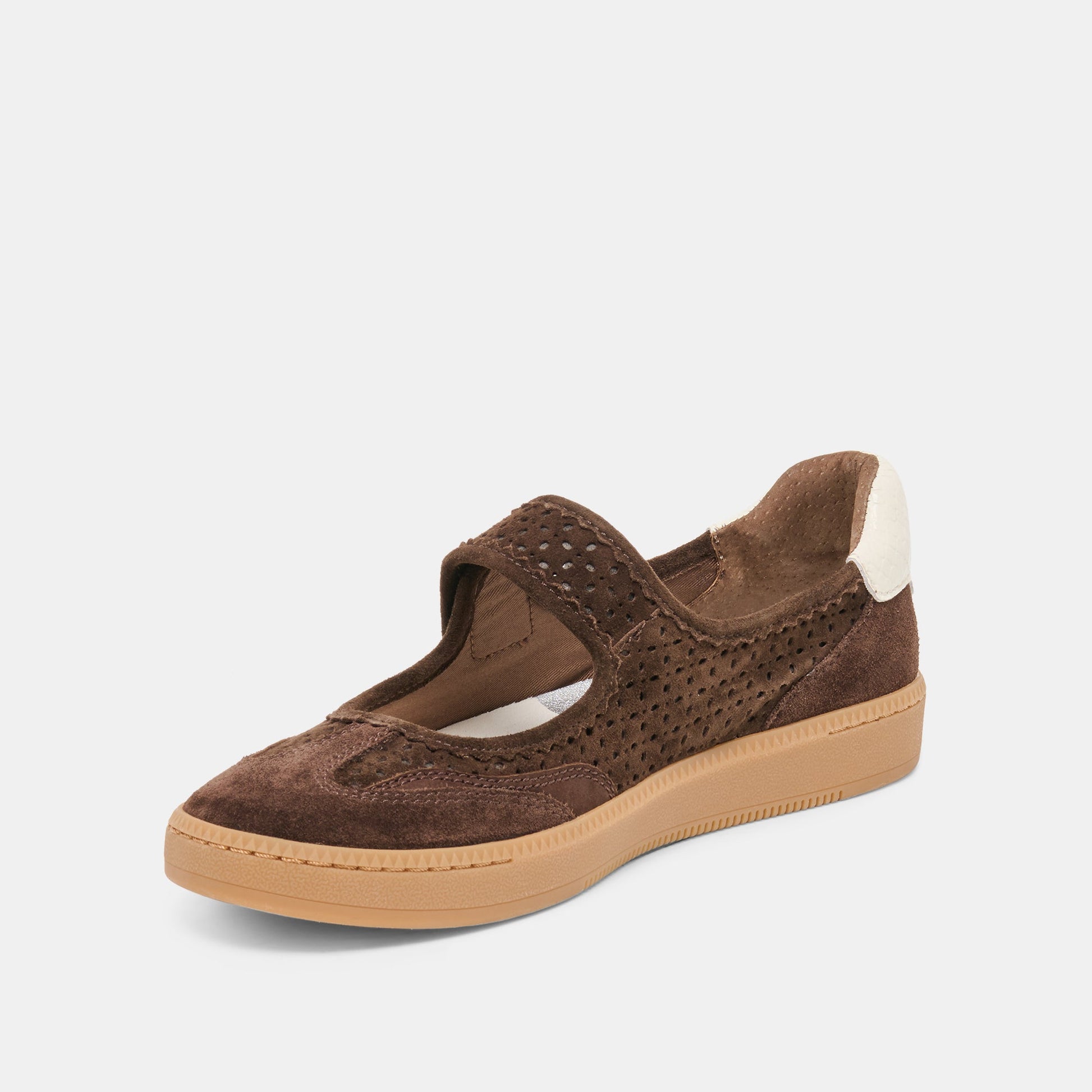 NANET Dk Brown Perforated Suede Mary-Jane Ballet Sneakers Dolce Vita Outlet