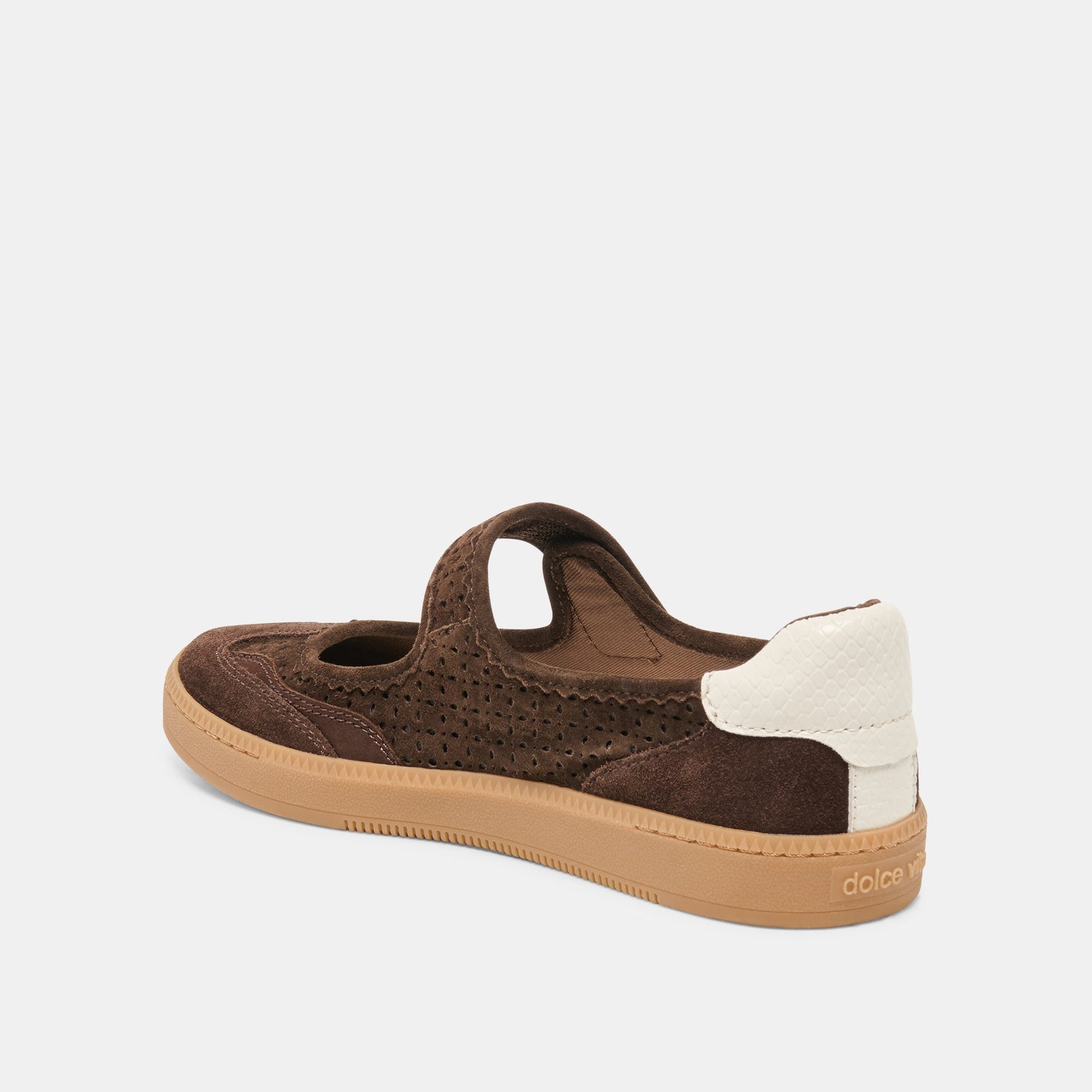 NANET Dk Brown Perforated Suede Mary-Jane Ballet Sneakers Dolce Vita Outlet