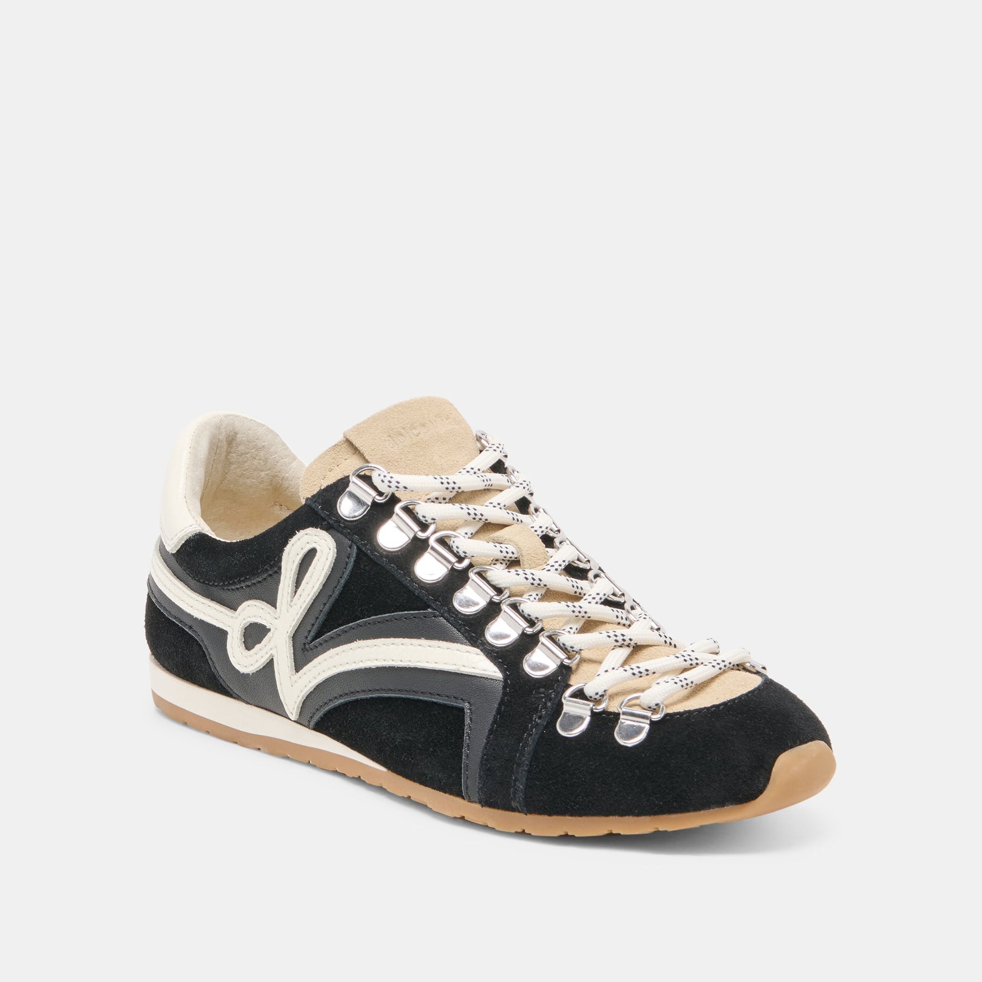 DEACON Black White Suede Lace-Up Sneakers Dolce Vita For sale