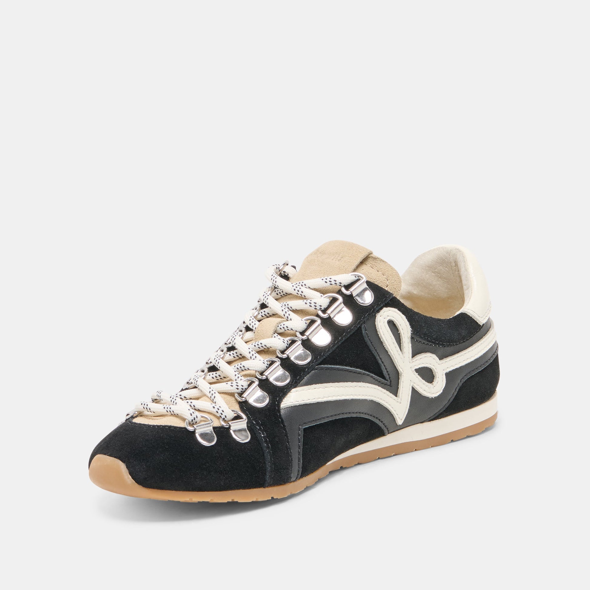 DEACON Black White Suede Lace-Up Sneakers Dolce Vita For sale