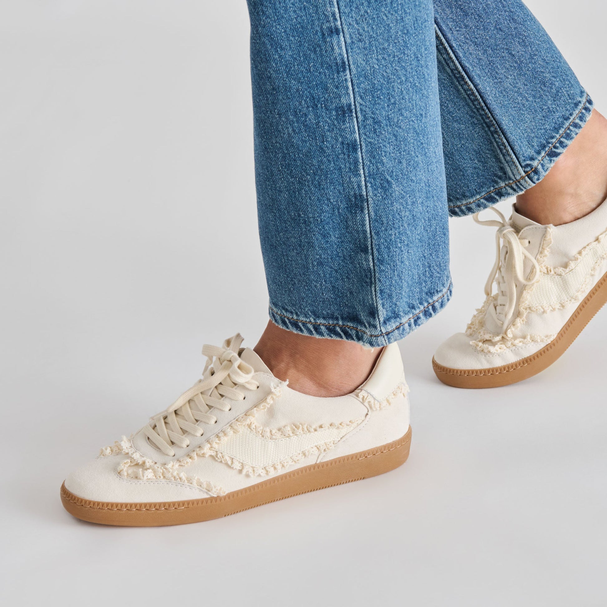 Notice Lace Ivory Suede Sneakers Dolce Vita New