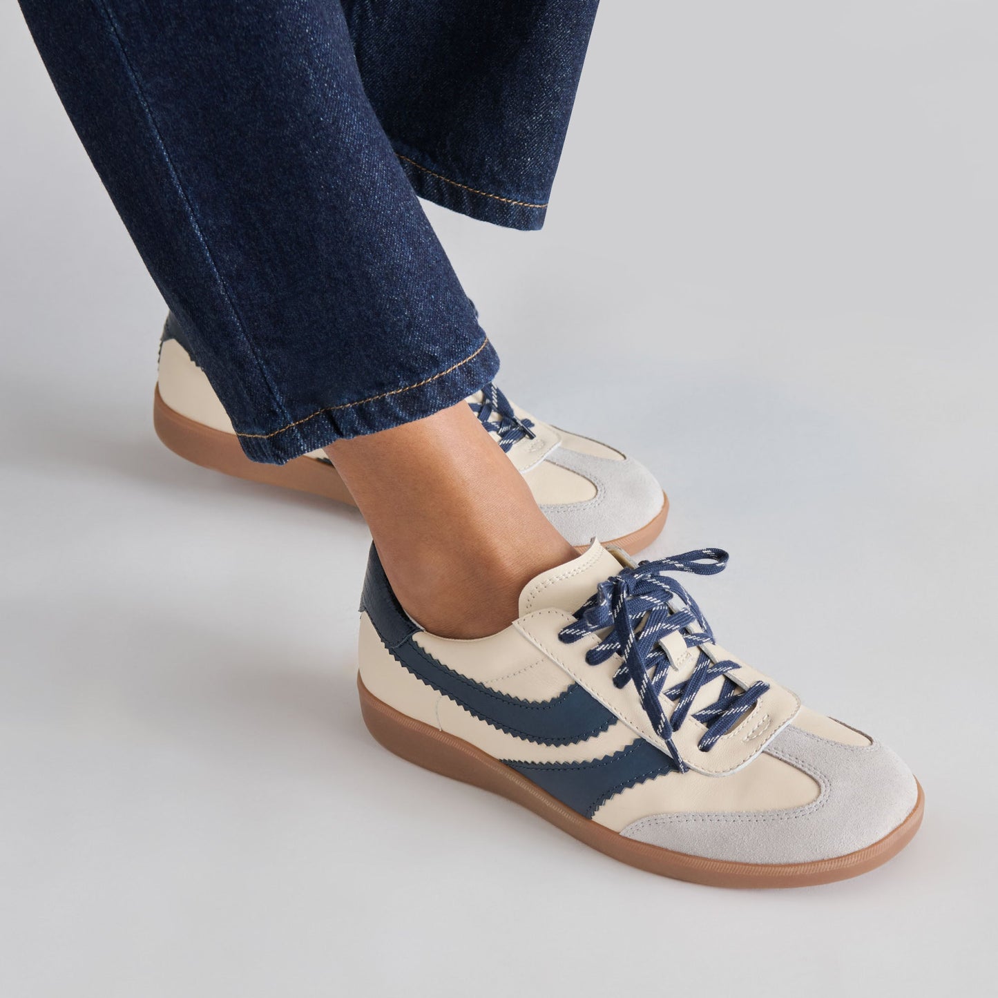 Merit White Navy Leather Sneakers Dolce Vita Sale