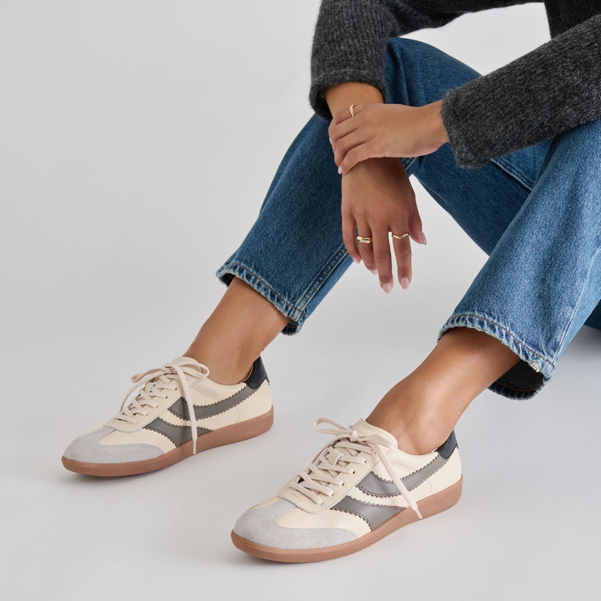 Merit White Grey Leather Sneakers Dolce Vita Outlet