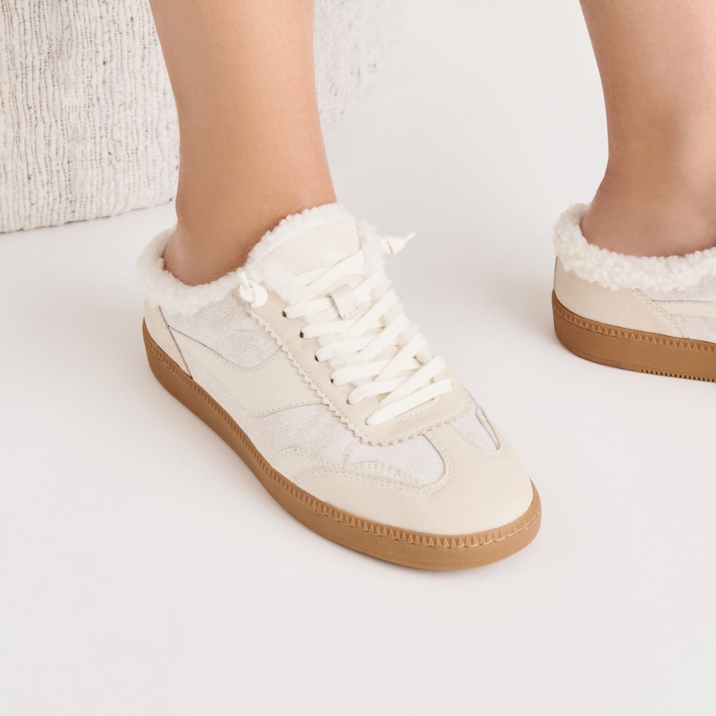 Notice Slide Plush Off White Crackled Leather Sneakers Dolce Vita On sale