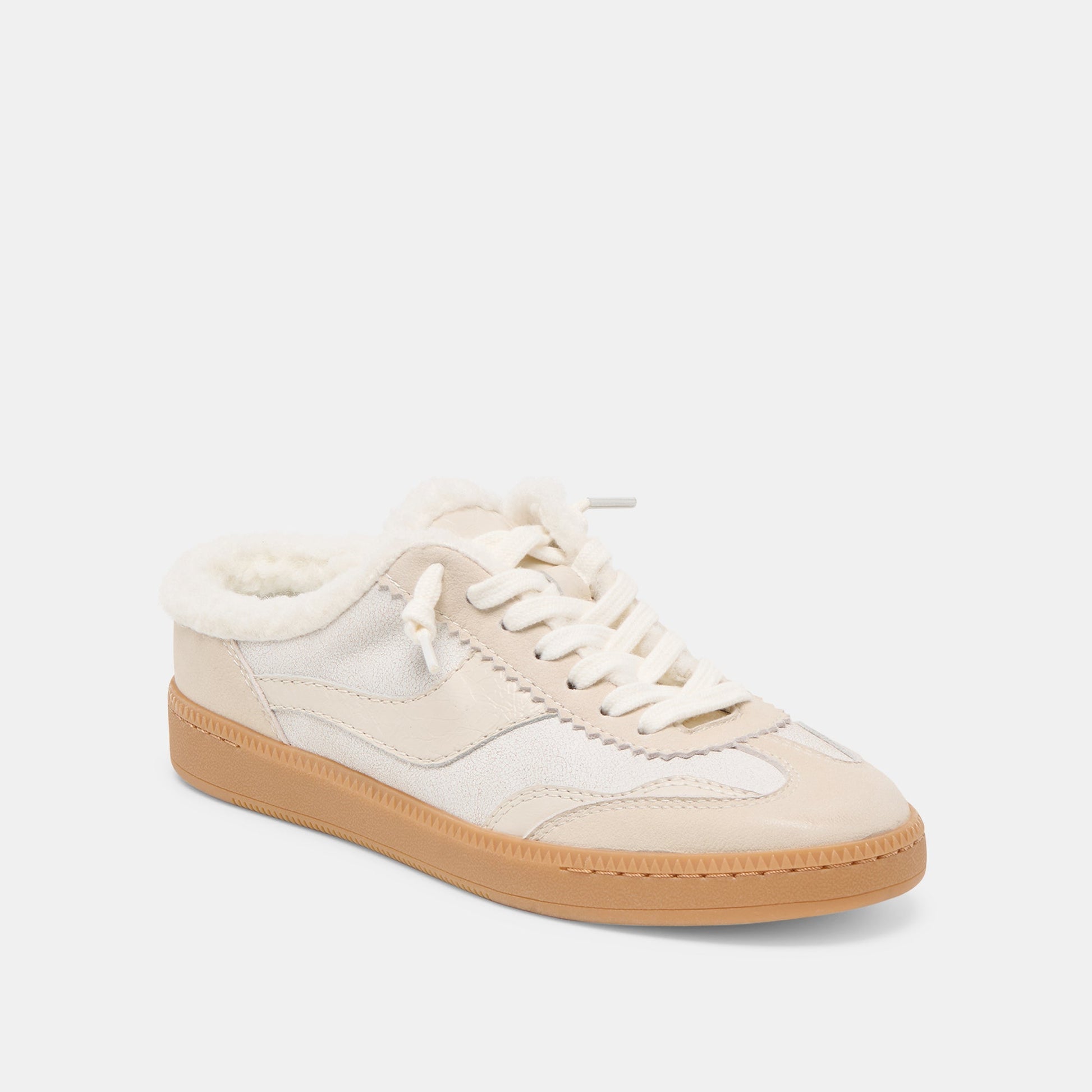 Notice Slide Plush Off White Crackled Leather Sneakers Dolce Vita On sale