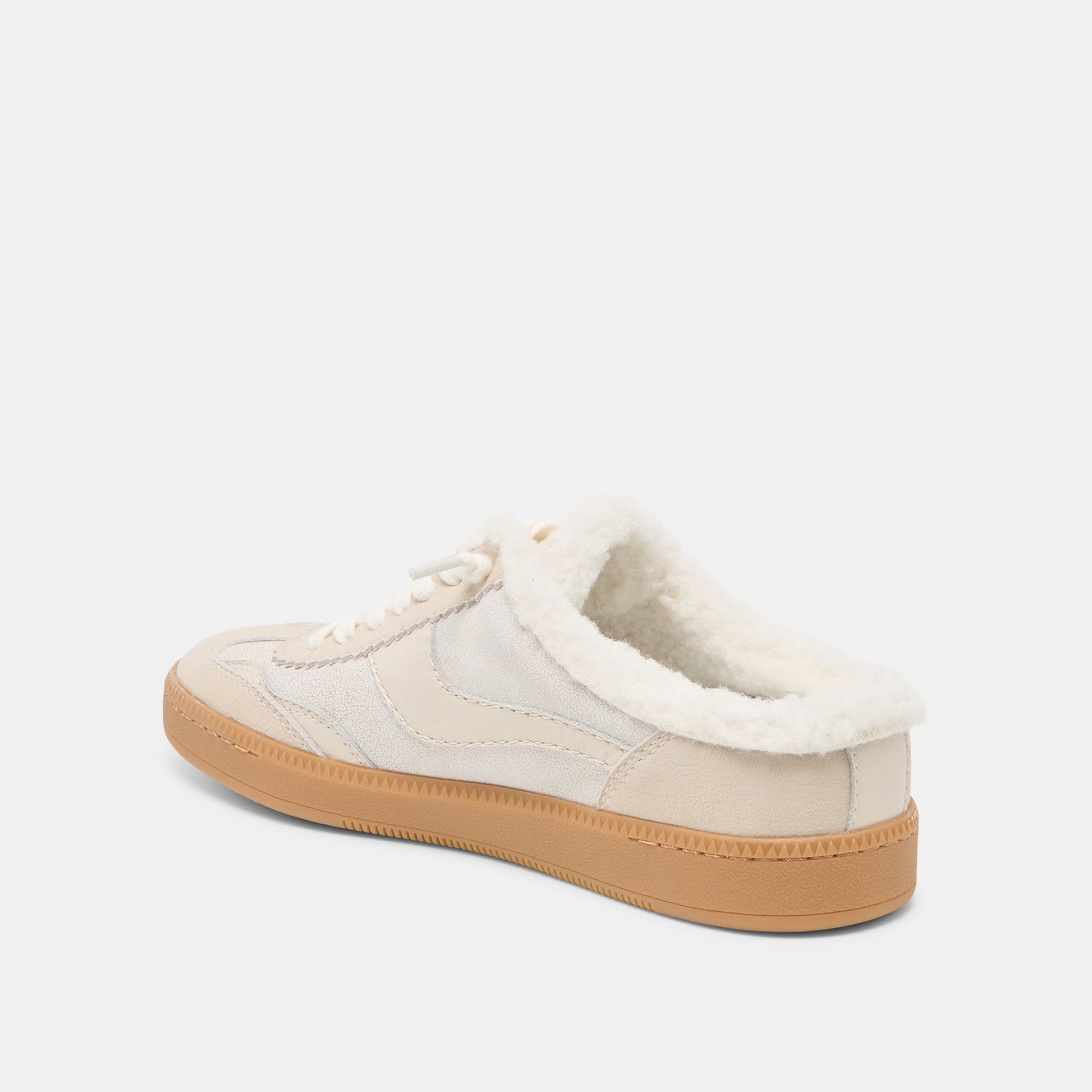 Notice Slide Plush Off White Crackled Leather Sneakers Dolce Vita On sale