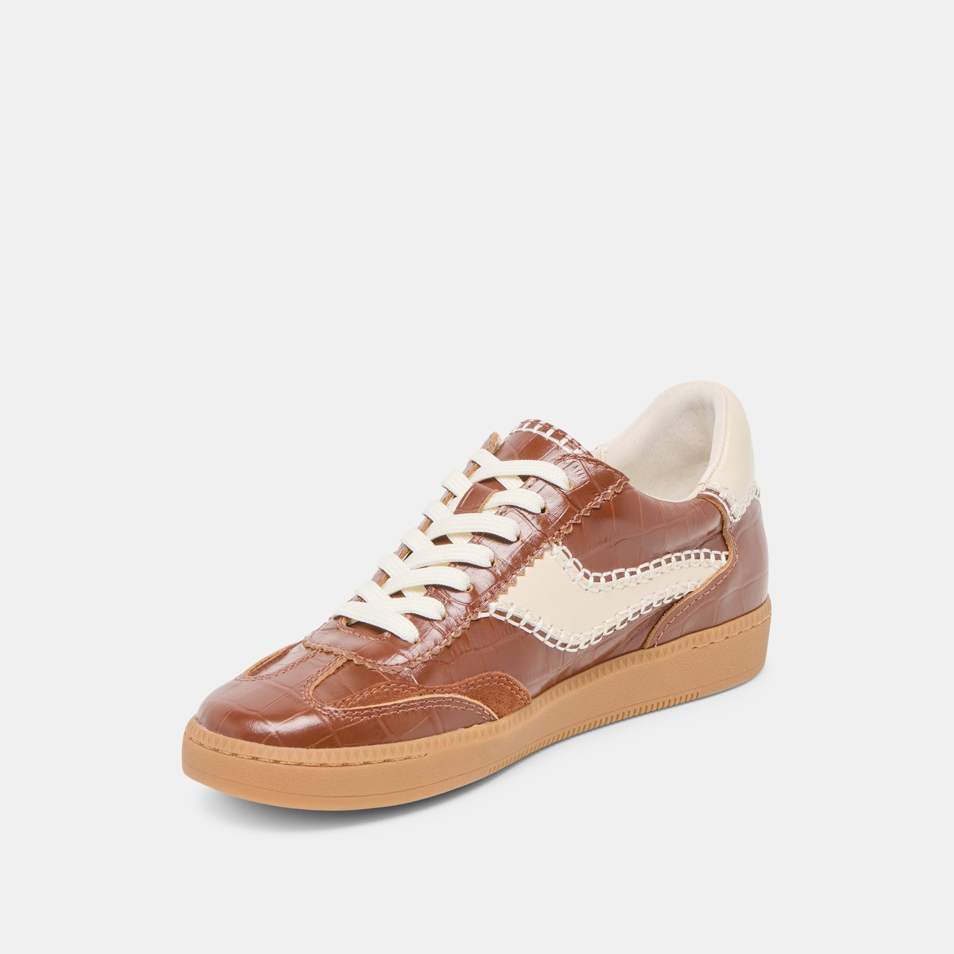 NOTICE STITCH SNEAKERS COGNAC CROCO EMBOSSED LEATHER
 – Dolce Vita Dolce Vita New