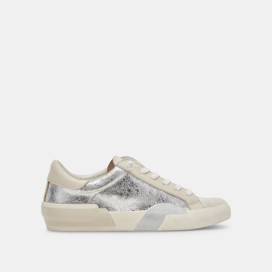 Zina Sneakers Chrome Distressed Leather | Chrome Leather Sneakers
 – Dolce Vita Dolce Vita Discount