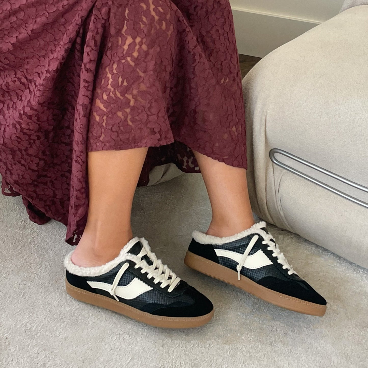 Notice Slide Plush Black Woven Leather Sneakers Dolce Vita Online
