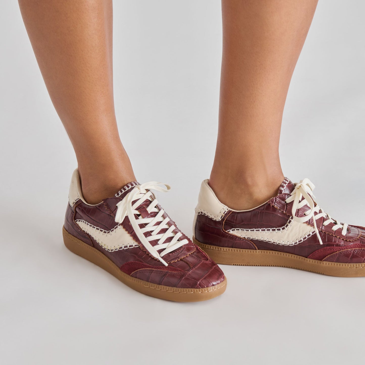 NOTICE STITCH SNEAKERS OXBLOOD CROCO EMBOSSED LEATHER
 – Dolce Vita Dolce Vita us