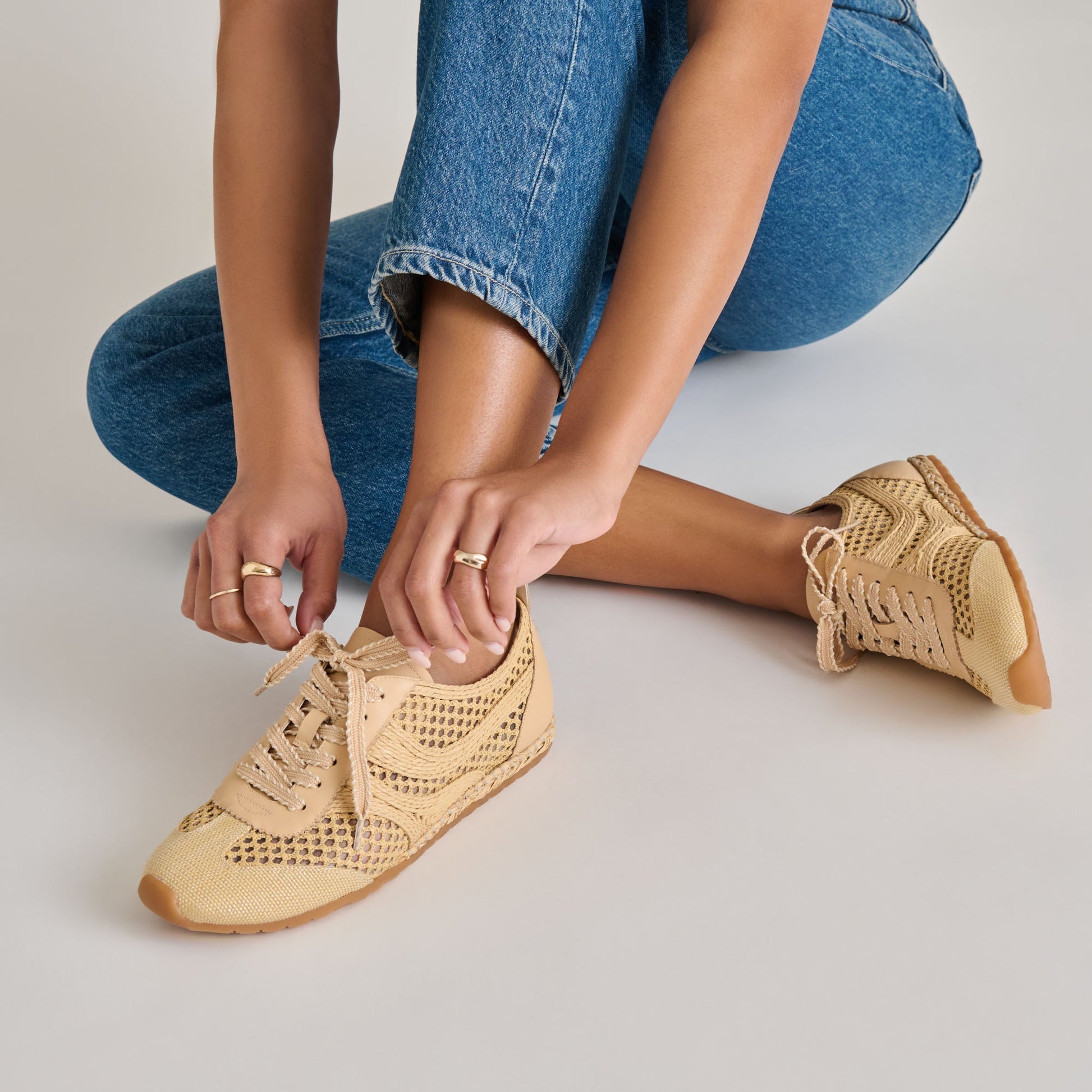 Dream Lt Natural Woven Raffia Sneakers Dolce Vita us