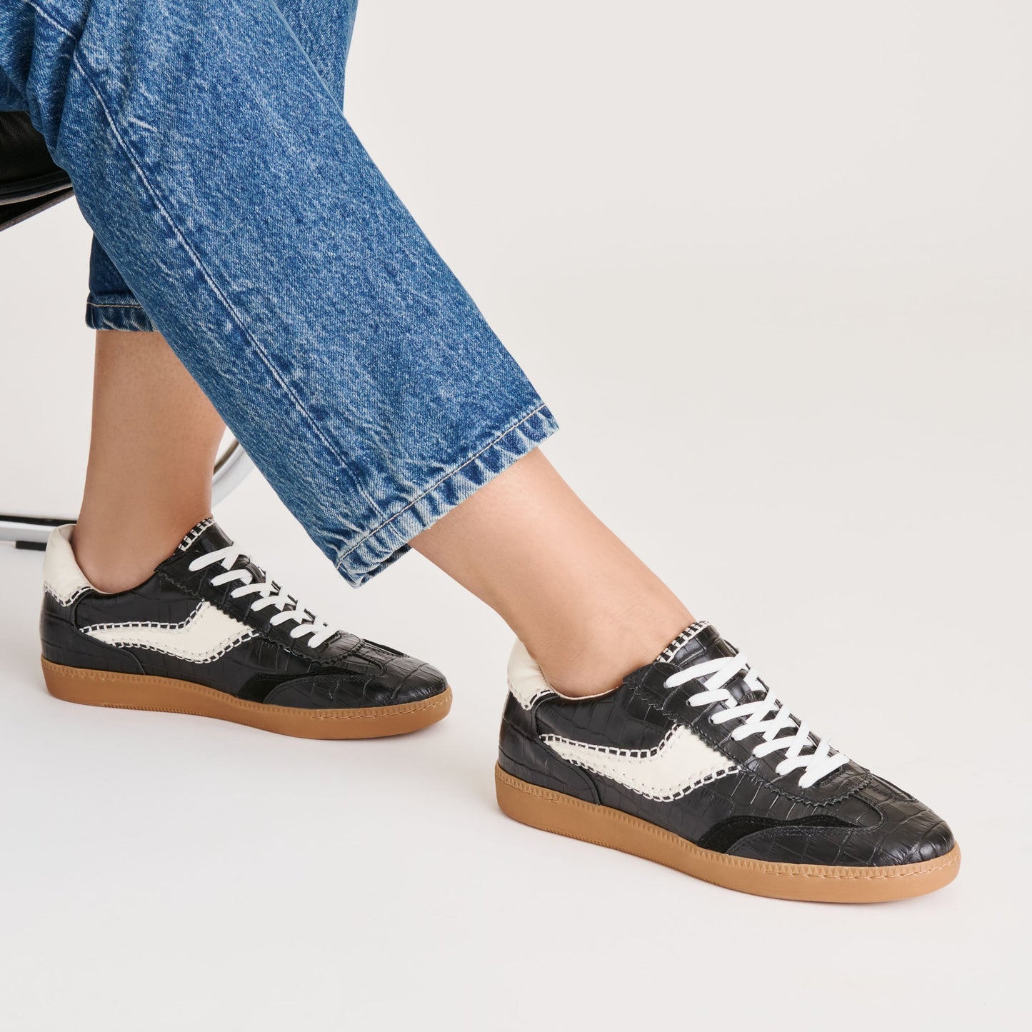 NOTICE STITCH SNEAKERS NOIR CROCO EMBOSSED LEATHER
 – Dolce Vita Dolce Vita Sale