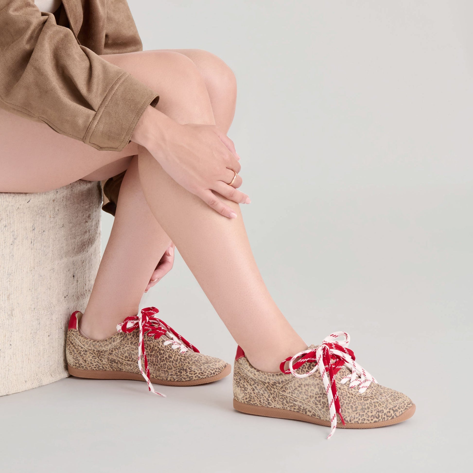 Laini Tan Leopard Printed Suede Sneakers Dolce Vita For sale