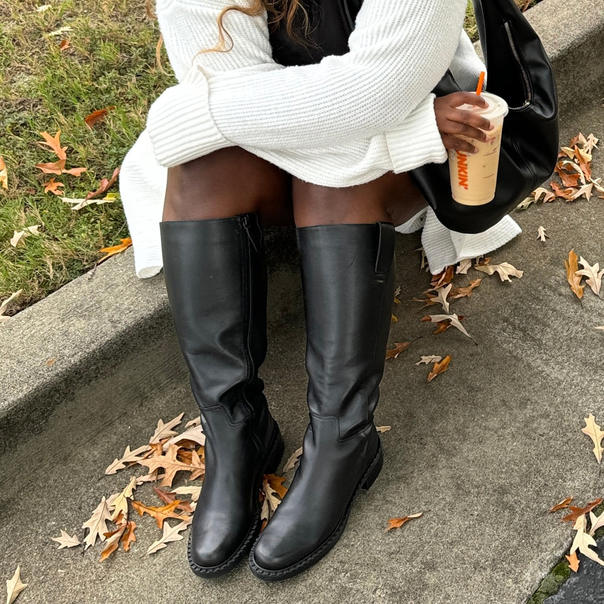 Glory H2O Waterproof Black Leather Wide Calf Boots Dolce Vita us