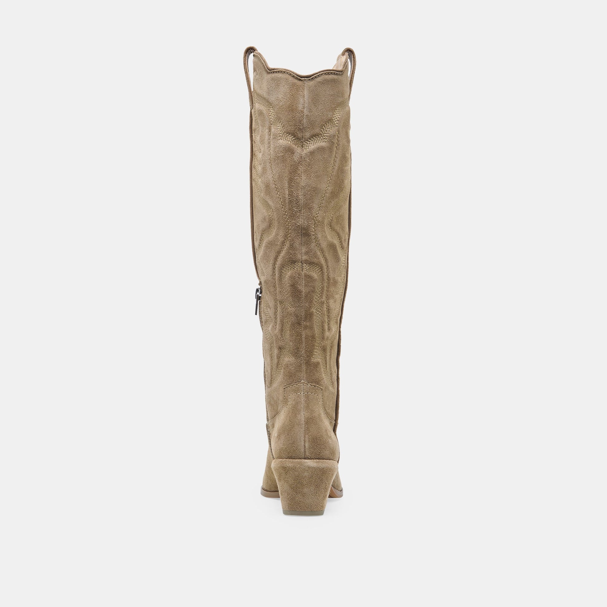 LUNI Taupe Suede Knee-High Pointed Toe Western Boots Dolce Vita New