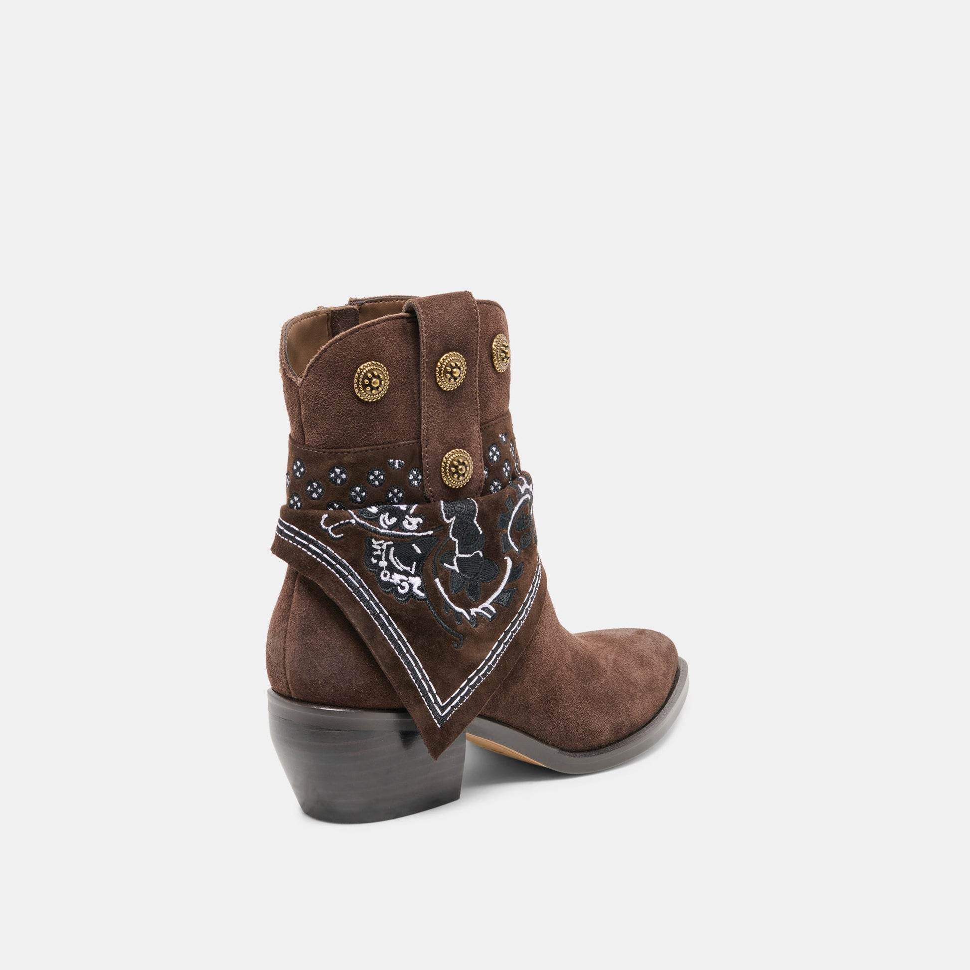 MEKALA Dk Brown Suede Pointed-Toe Ankle Western Boots Dolce Vita Sale