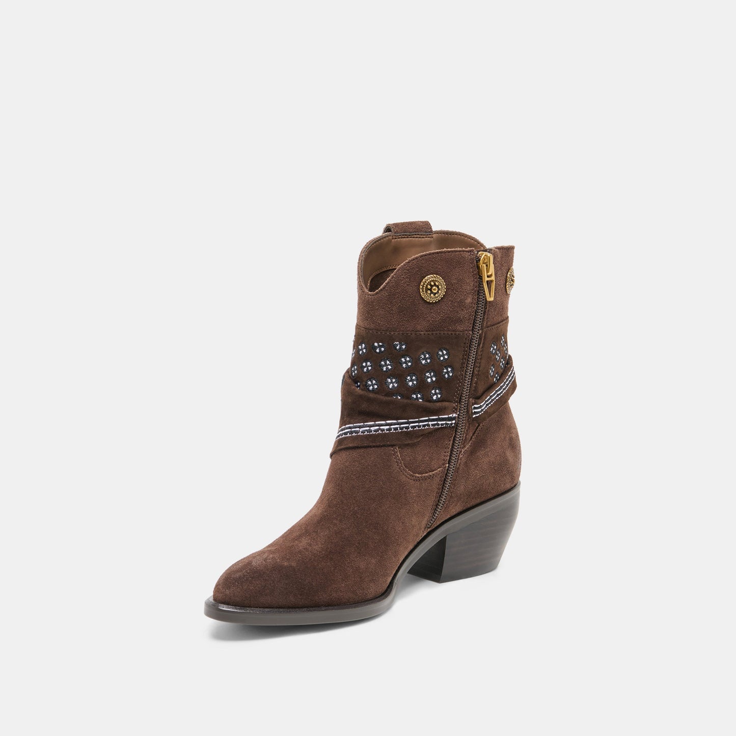 MEKALA Dk Brown Suede Pointed-Toe Ankle Western Boots Dolce Vita Sale