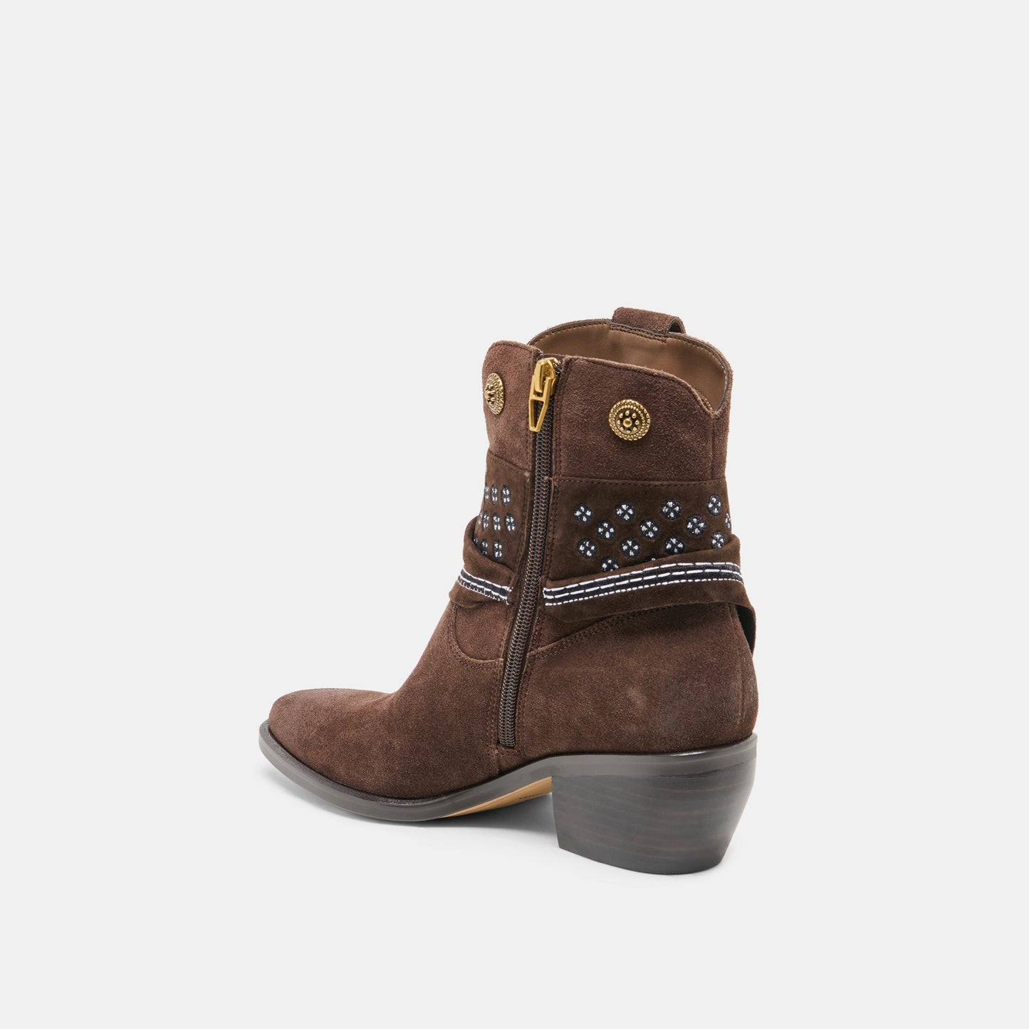 MEKALA Dk Brown Suede Pointed-Toe Ankle Western Boots Dolce Vita Sale