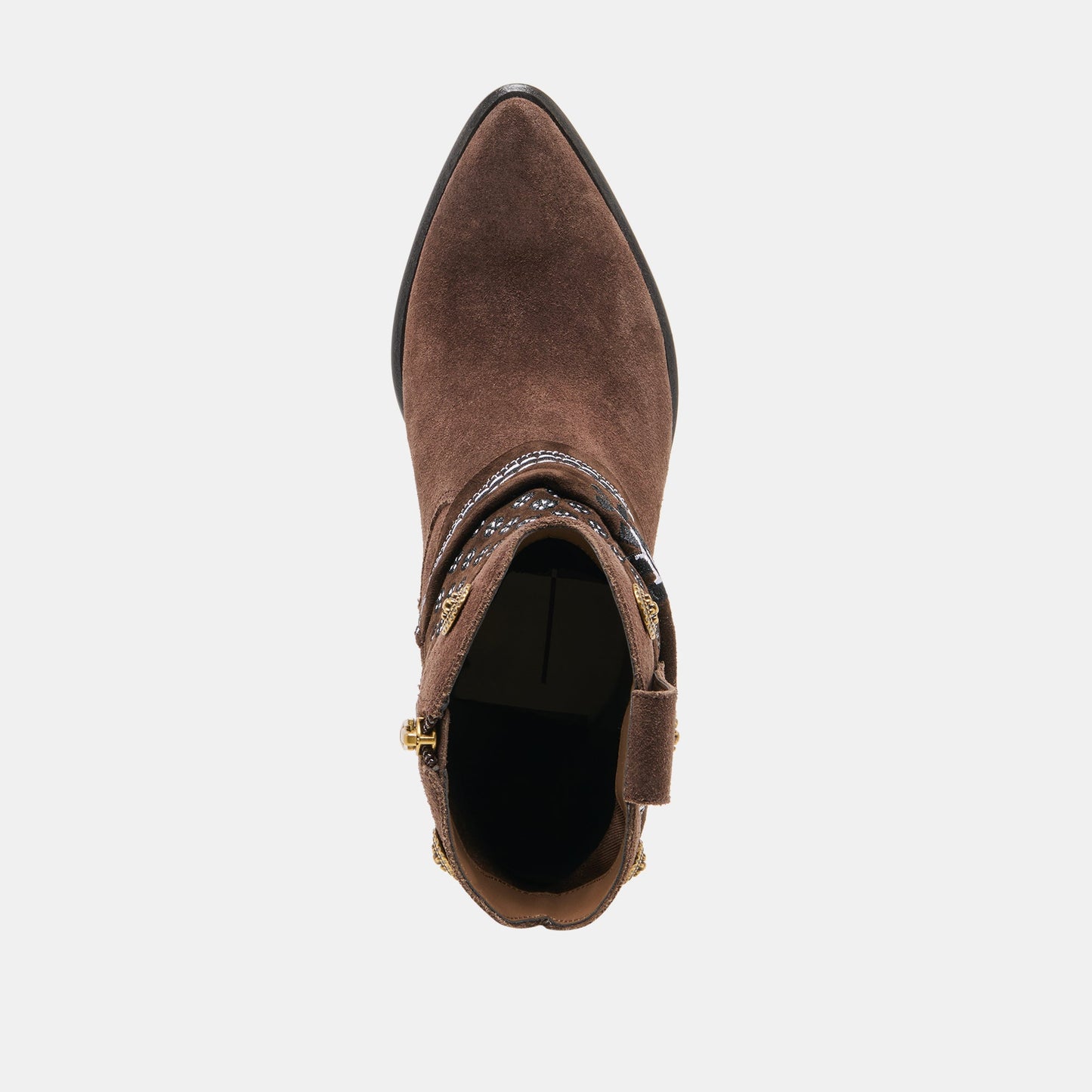 MEKALA Dk Brown Suede Pointed-Toe Ankle Western Boots Dolce Vita Sale