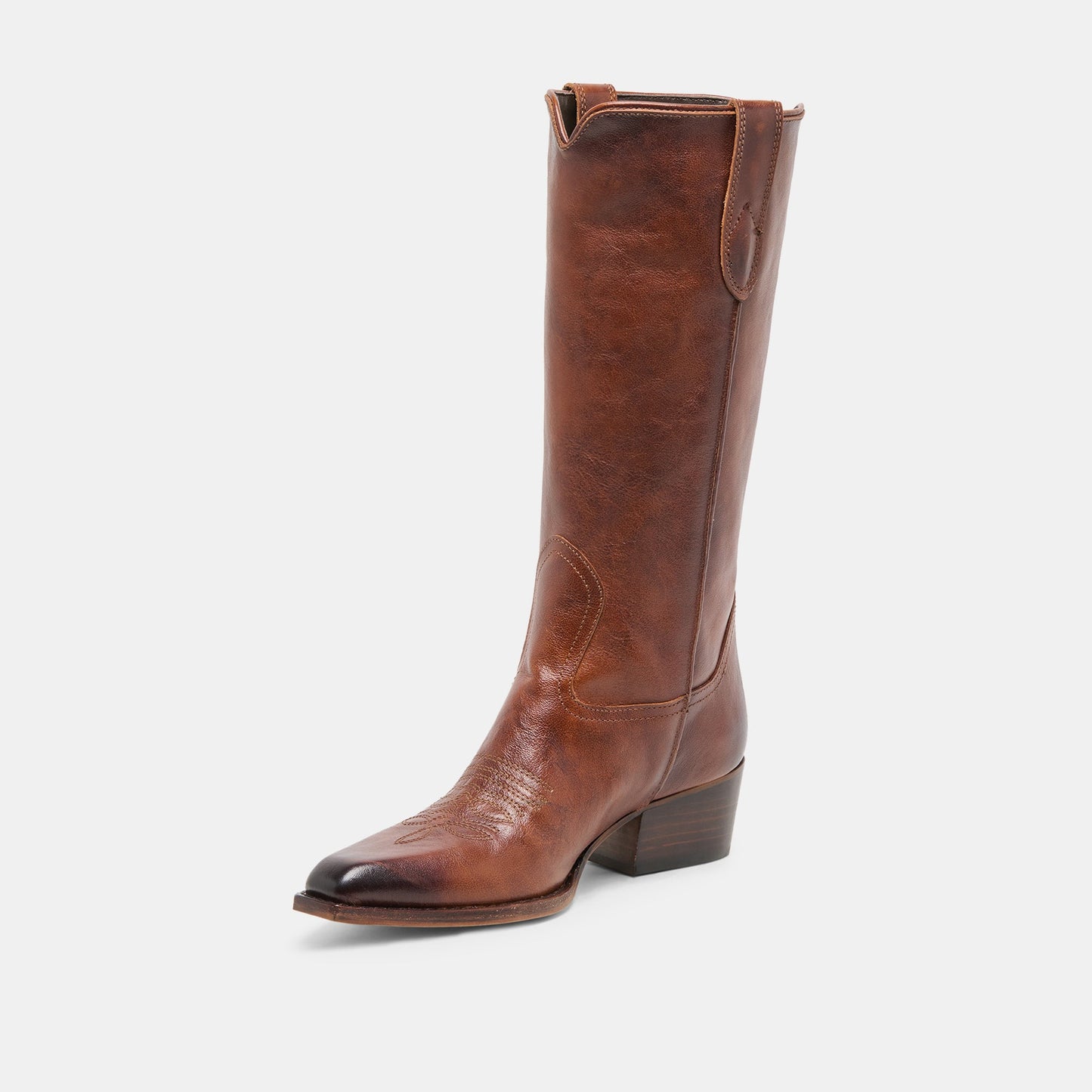 VIGLA Chestnut Leather Pointed-Toe Western Boots Dolce Vita On sale