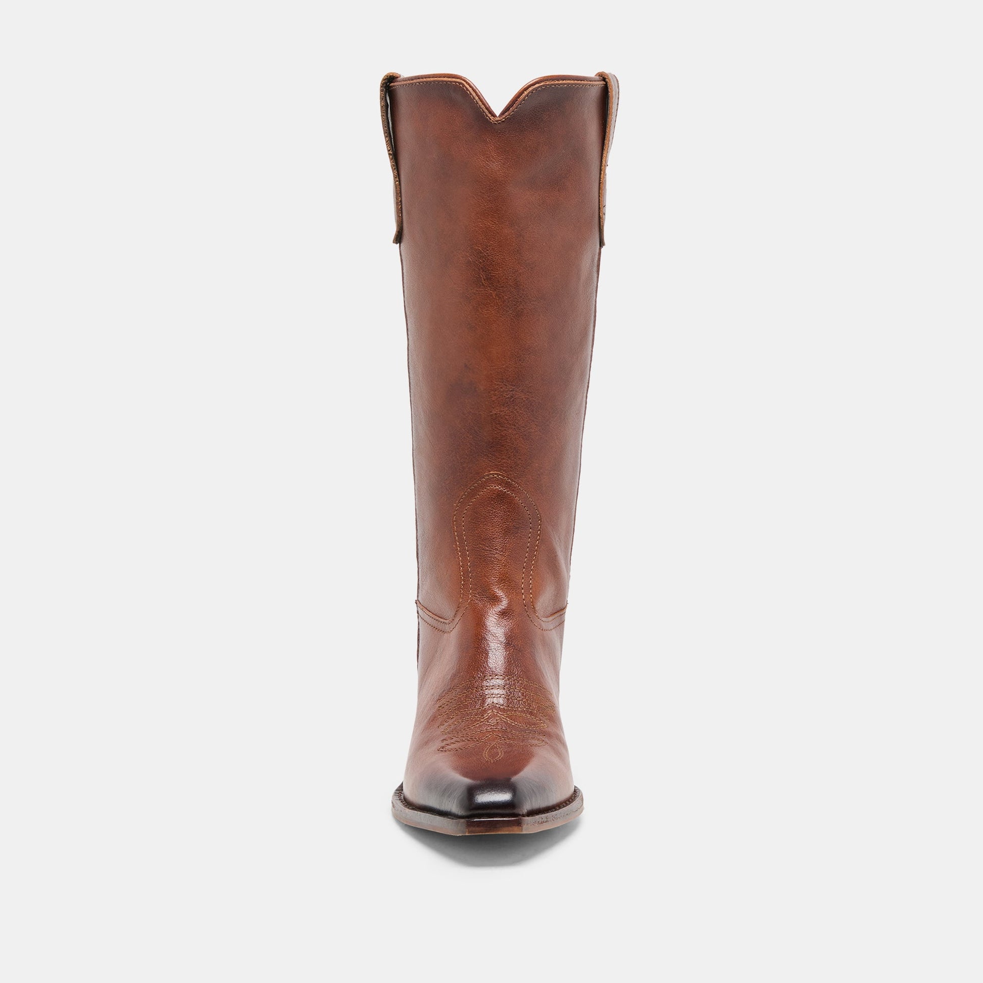 VIGLA Chestnut Leather Pointed-Toe Western Boots Dolce Vita On sale