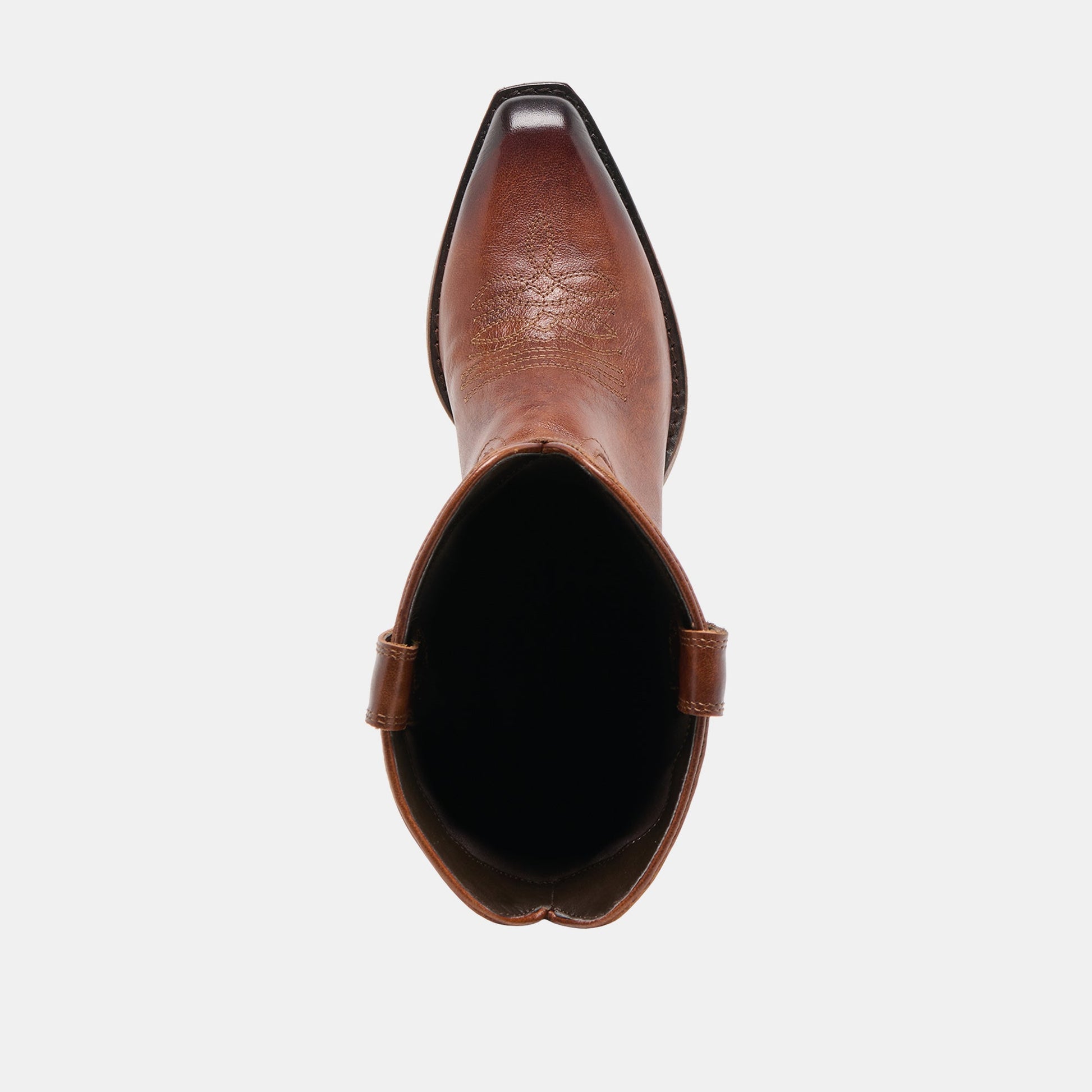 VIGLA Chestnut Leather Pointed-Toe Western Boots Dolce Vita On sale