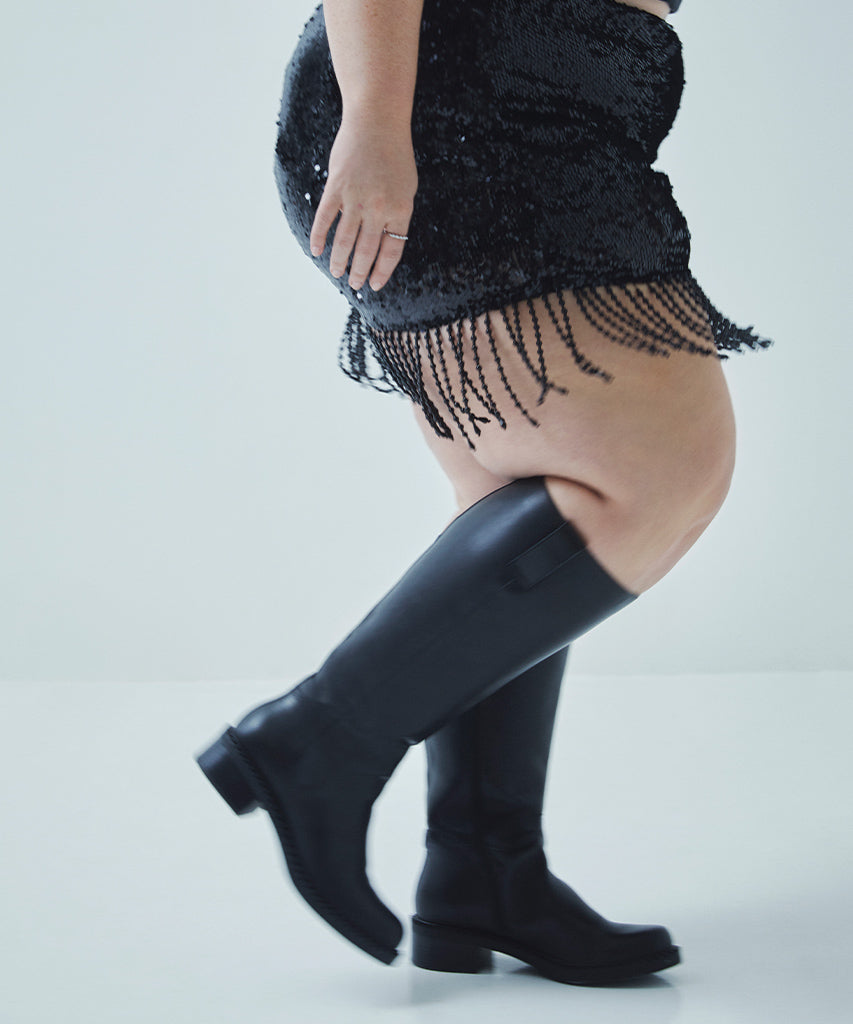 Glory H2O Waterproof Black Leather Extra Wide Calf Boots Dolce Vita For sale