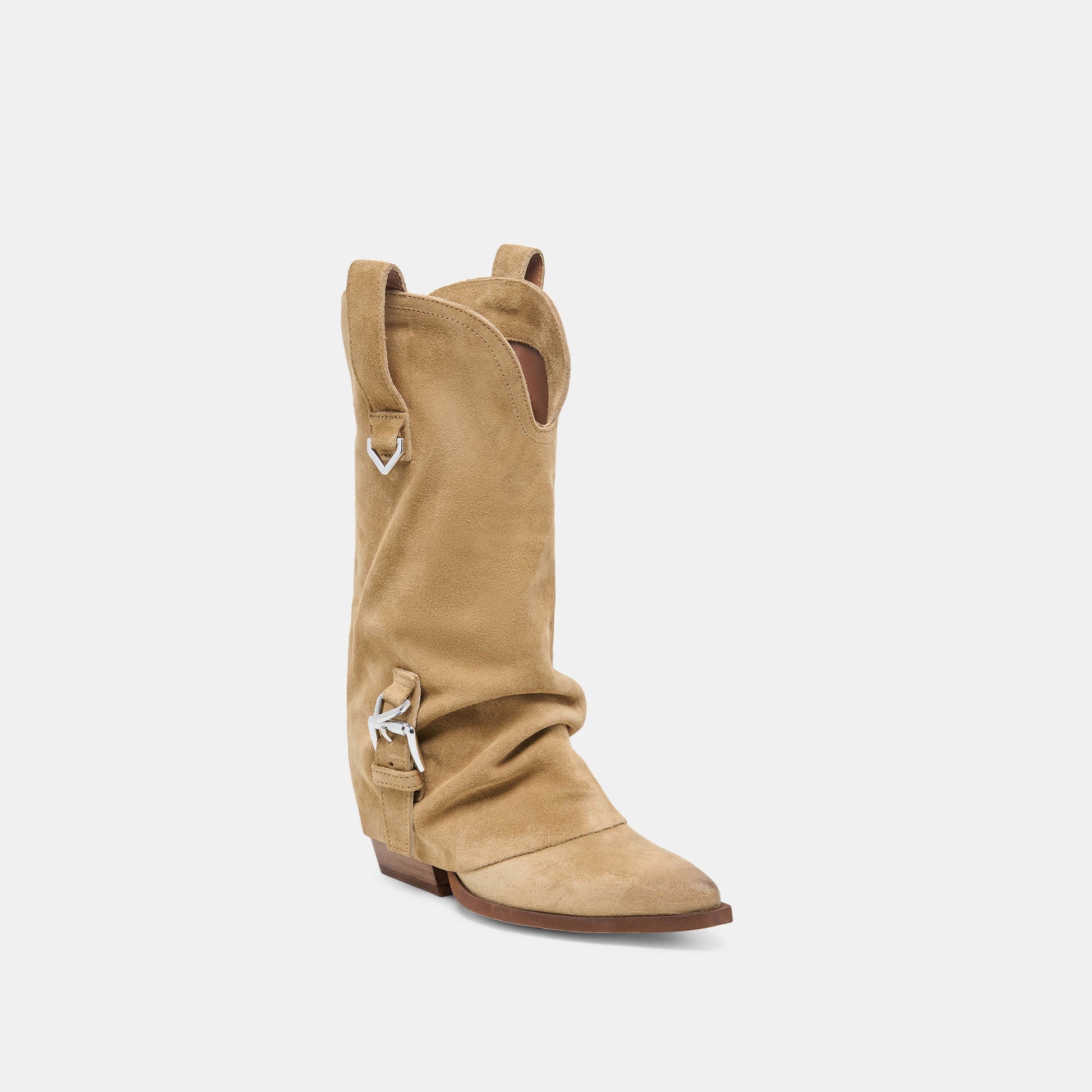 ROGUE Camel Suede Mid-Calf Western Slouch Boots Dolce Vita Discount