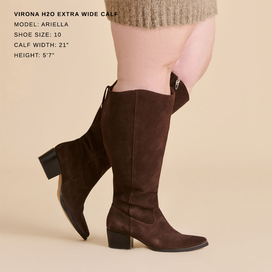 Virona H2O Waterproof Dk Brown Suede Extra Wide Calf Boots Dolce Vita New