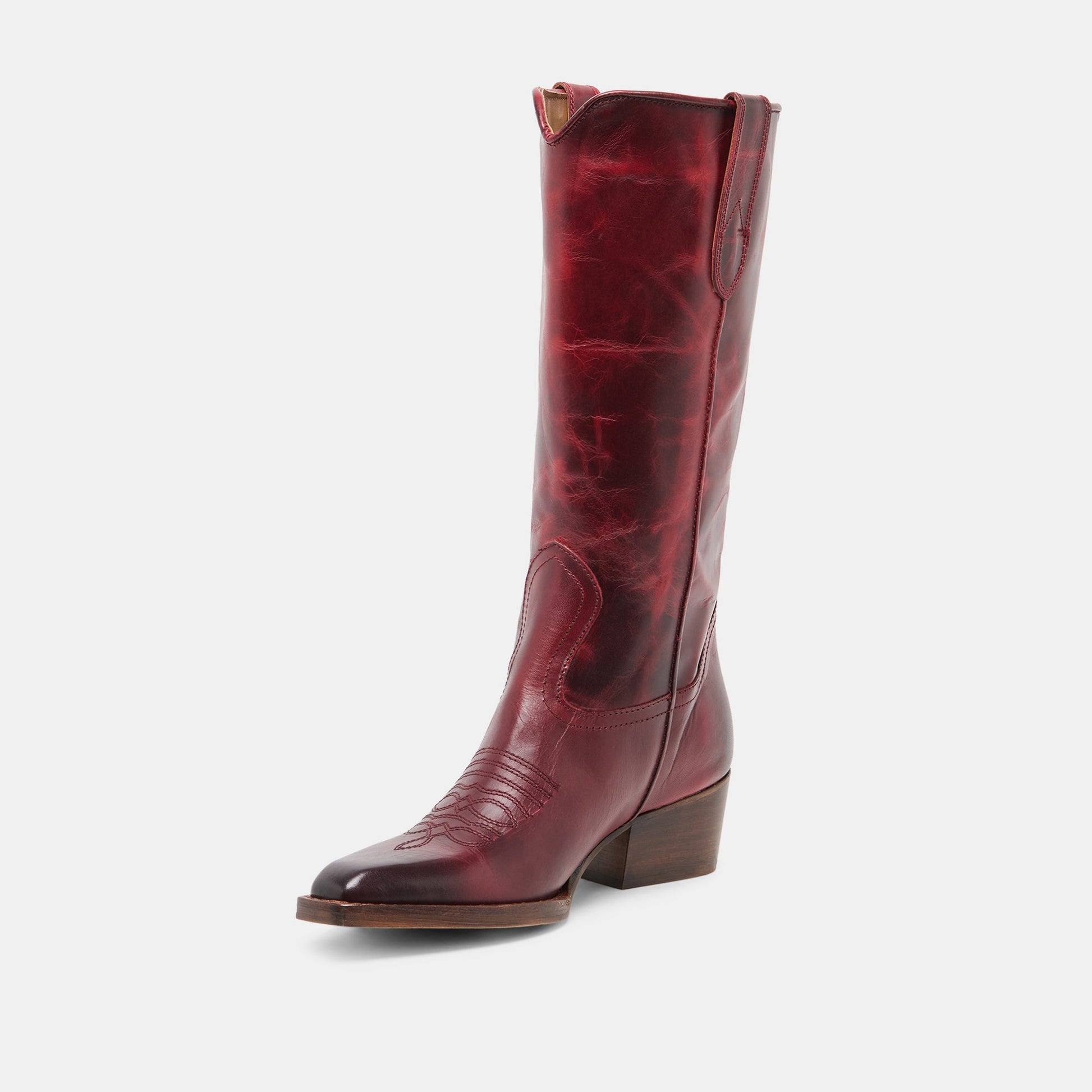 VIGLA Garnet Leather Pointed-Toe Western Boots Dolce Vita Discount