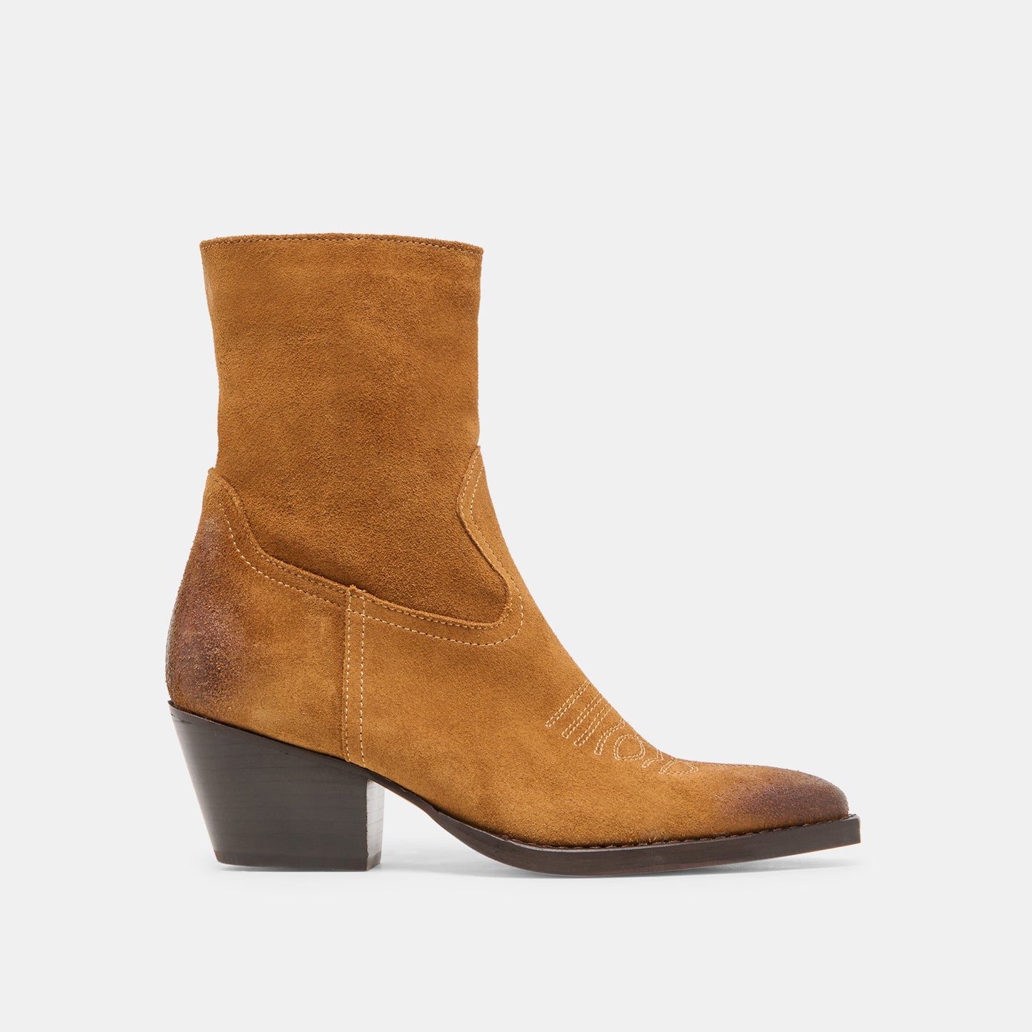 KLYDE Cognac Suede Block Heel Ankle Boots Dolce Vita Online