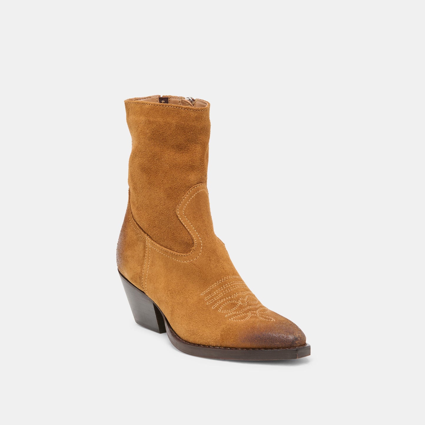 KLYDE Cognac Suede Block Heel Ankle Boots Dolce Vita Online