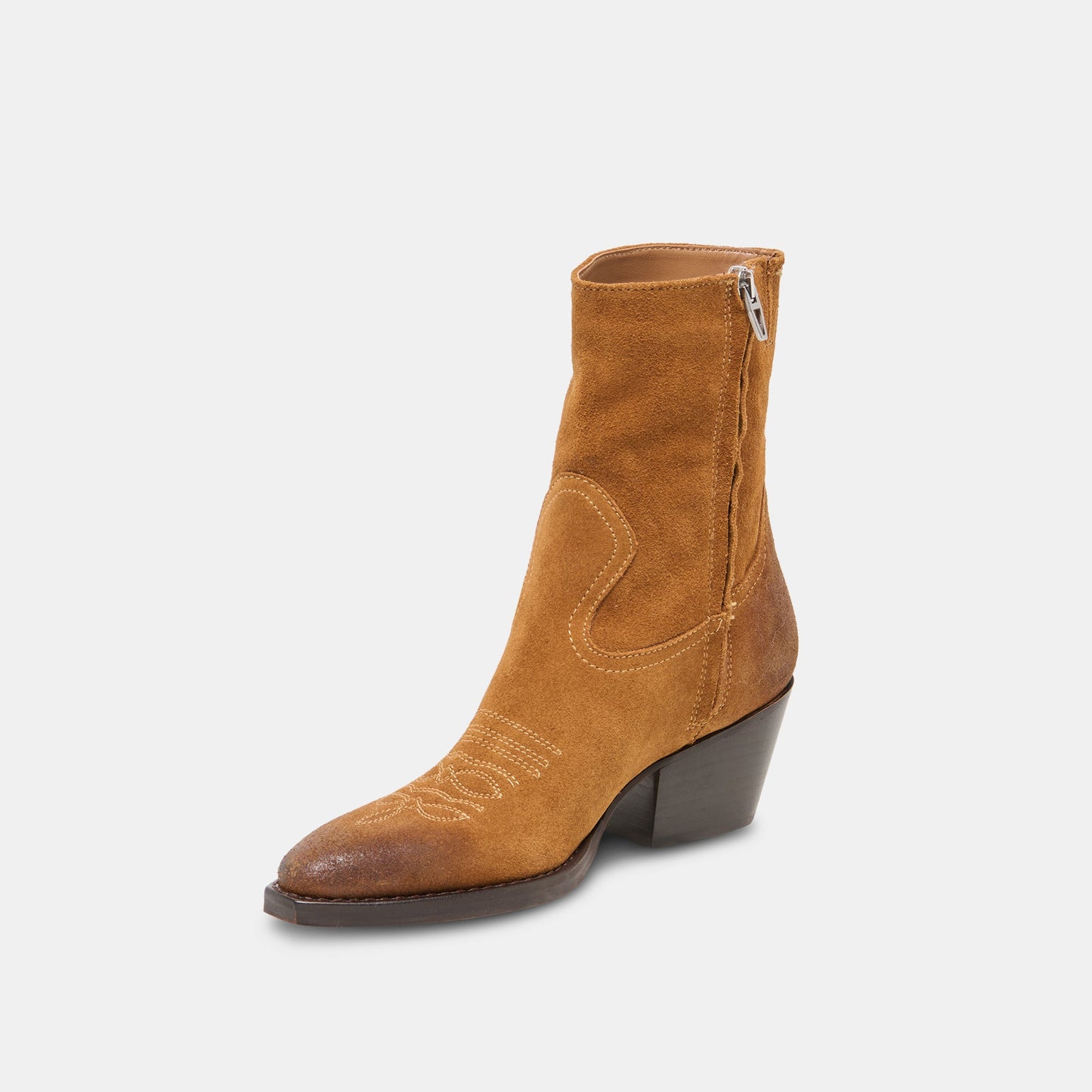 KLYDE Cognac Suede Block Heel Ankle Boots Dolce Vita Online