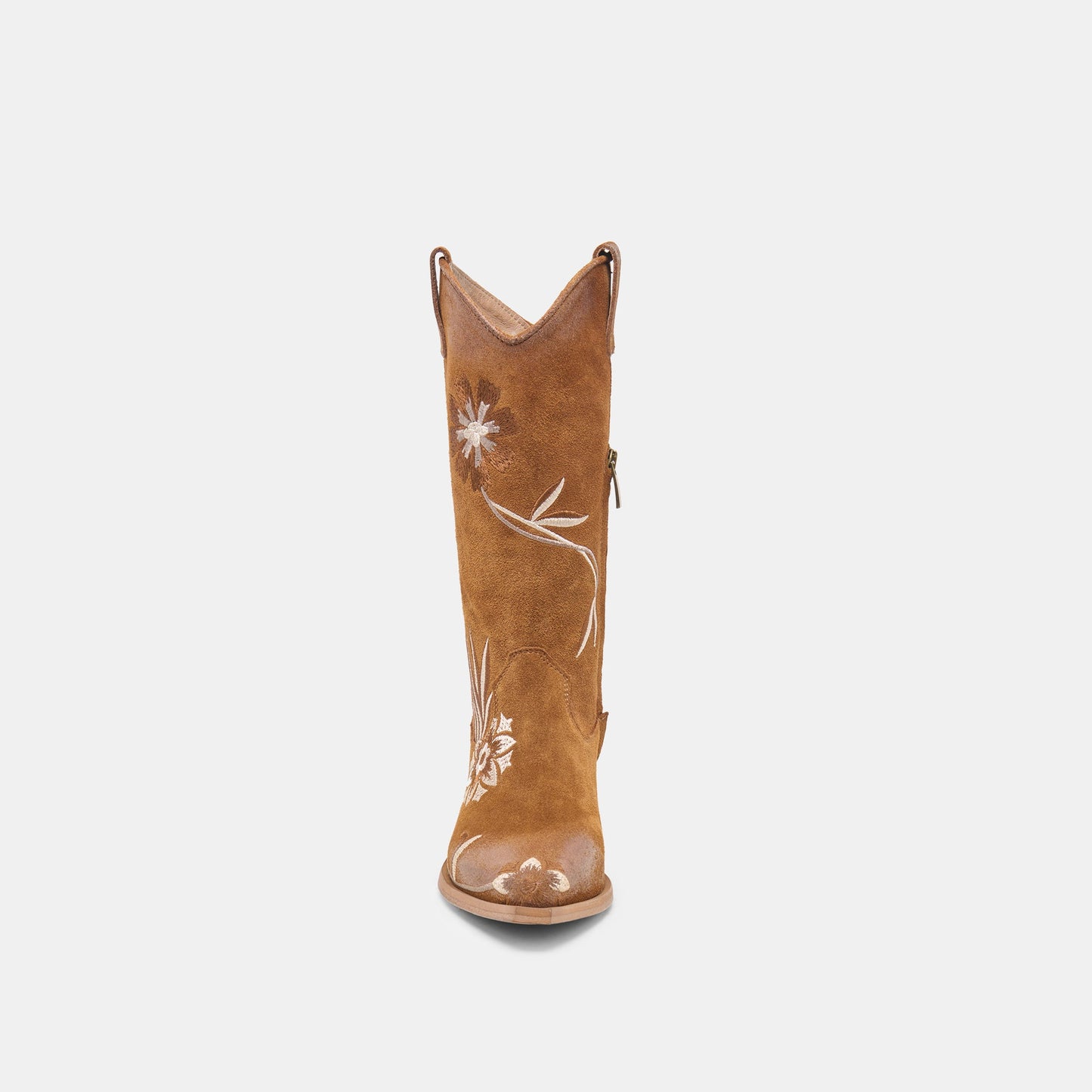 BRANDO Tan Suede Embroidered Pointed-Toe Western Boots Dolce Vita Outlet
