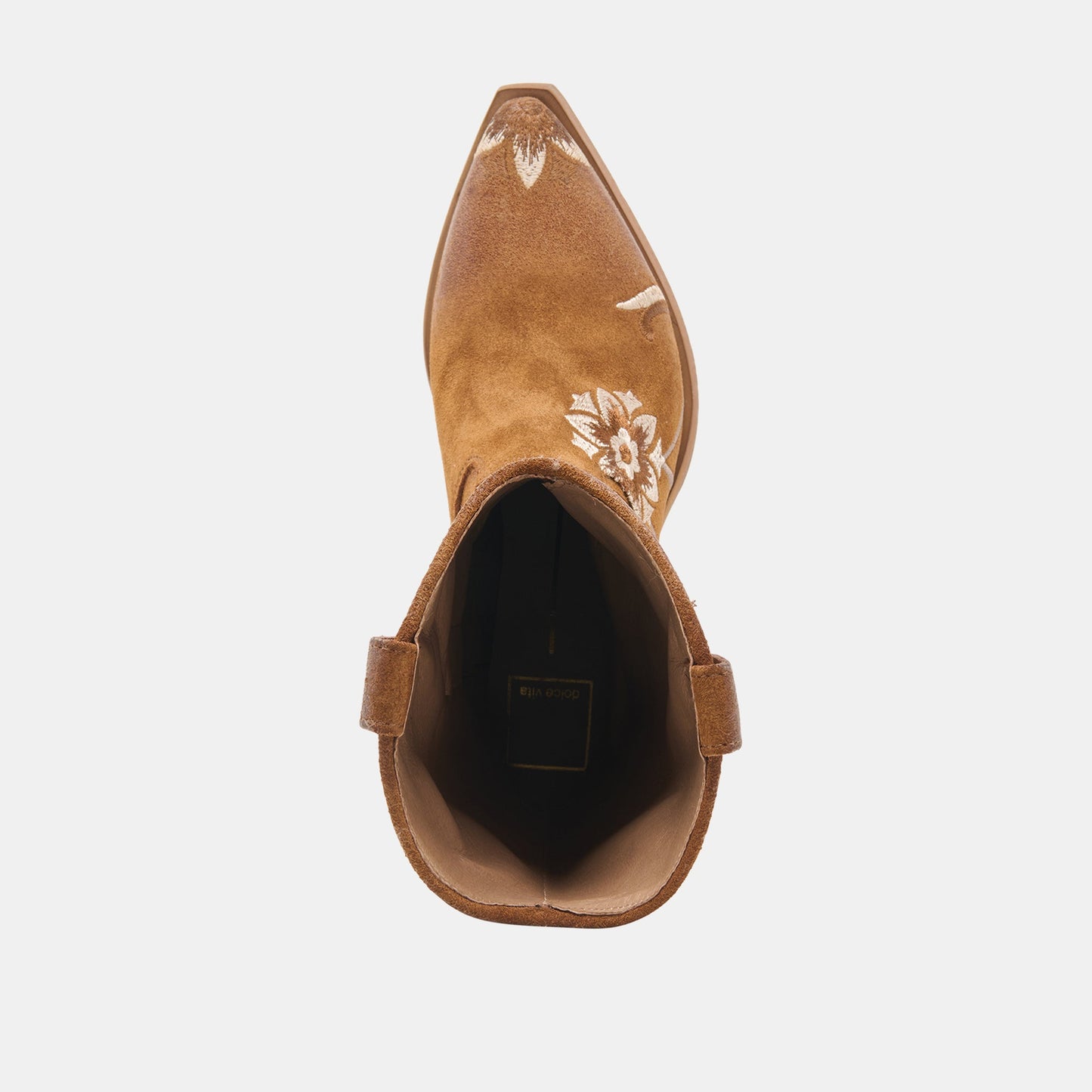 BRANDO Tan Suede Embroidered Pointed-Toe Western Boots Dolce Vita Outlet