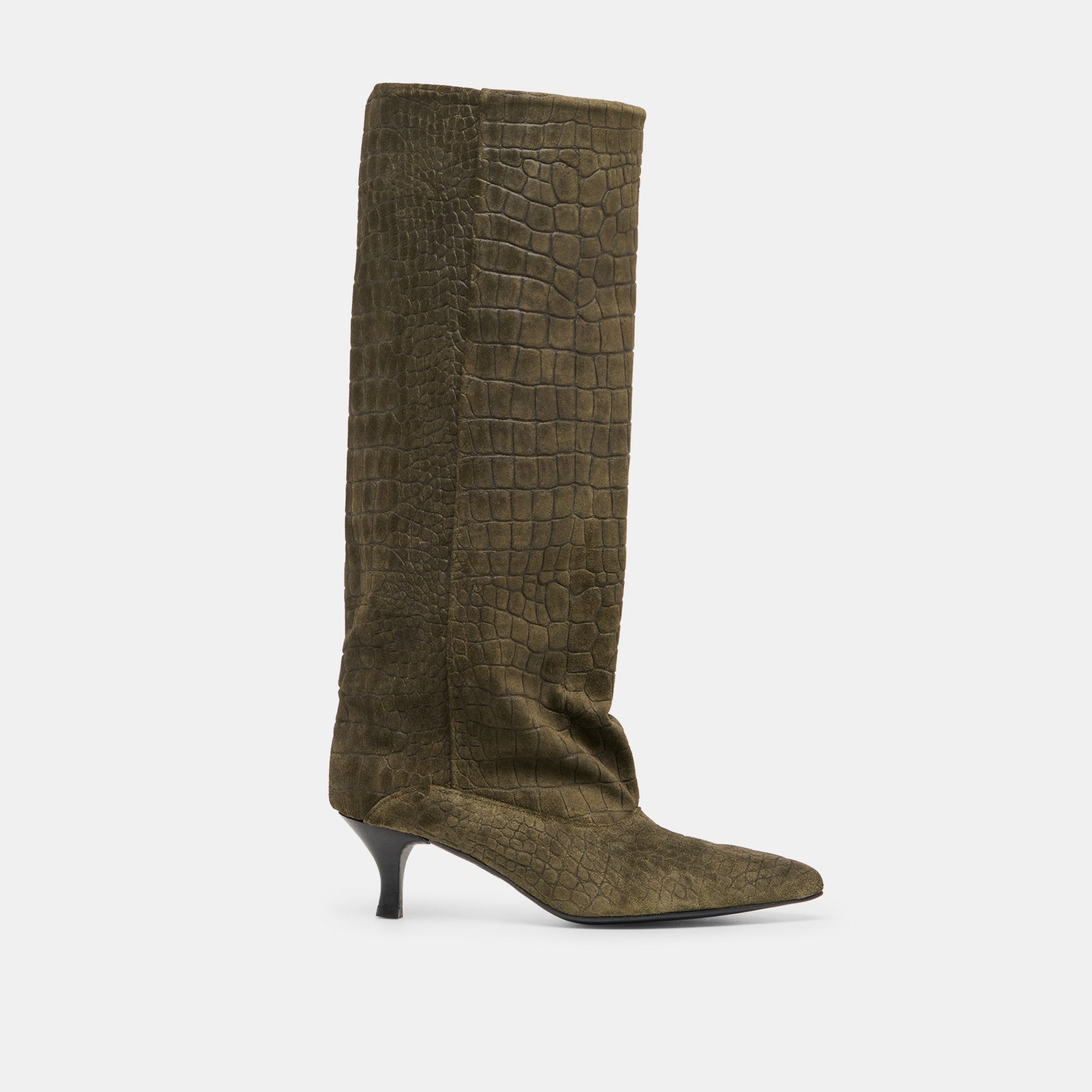 Roxla Olive Croco Embossed Leather Boots Dolce Vita On sale