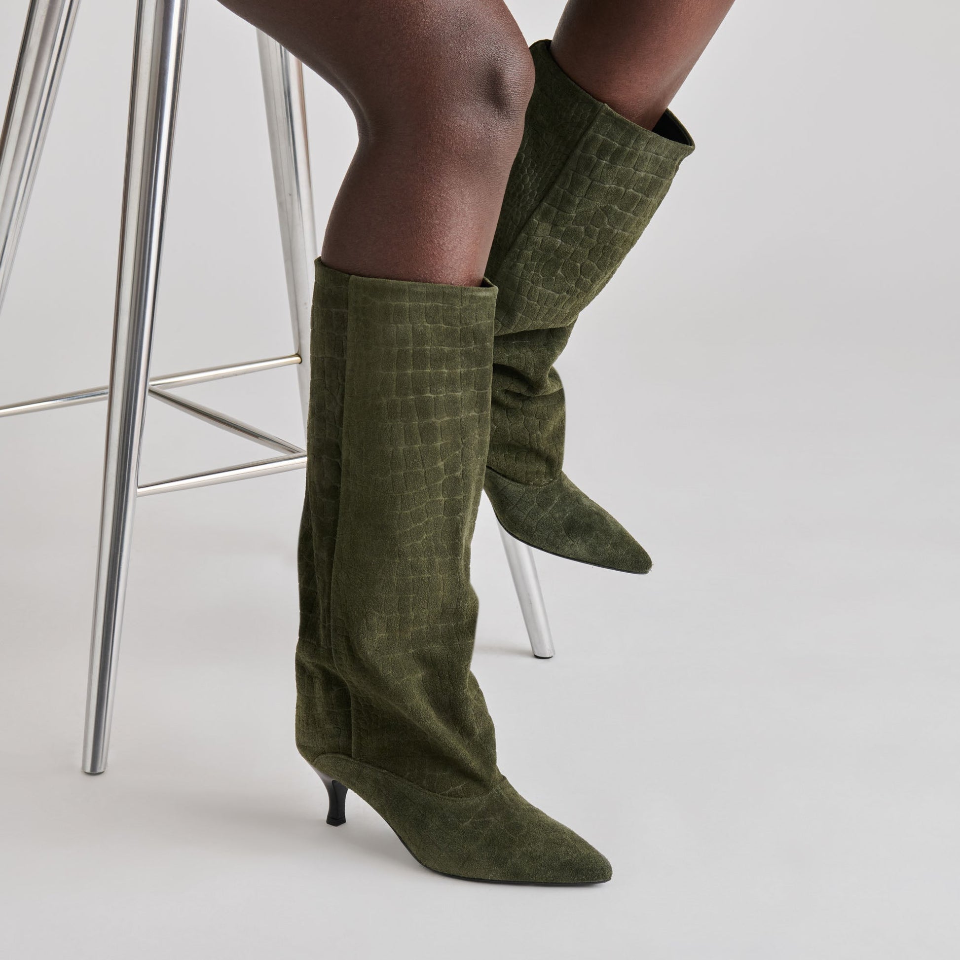 Roxla Olive Croco Embossed Leather Boots Dolce Vita On sale