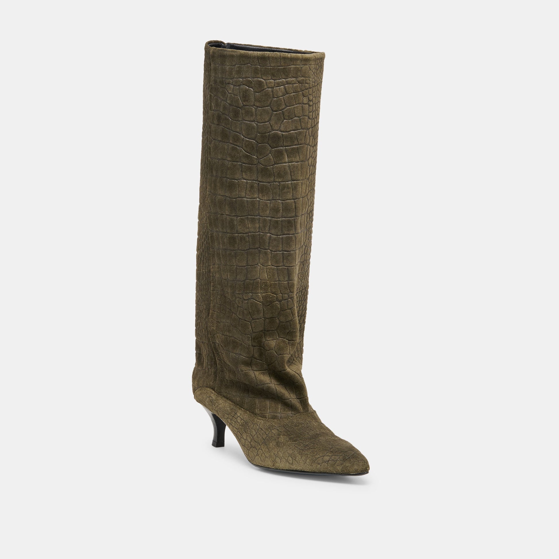Roxla Olive Croco Embossed Leather Boots Dolce Vita On sale