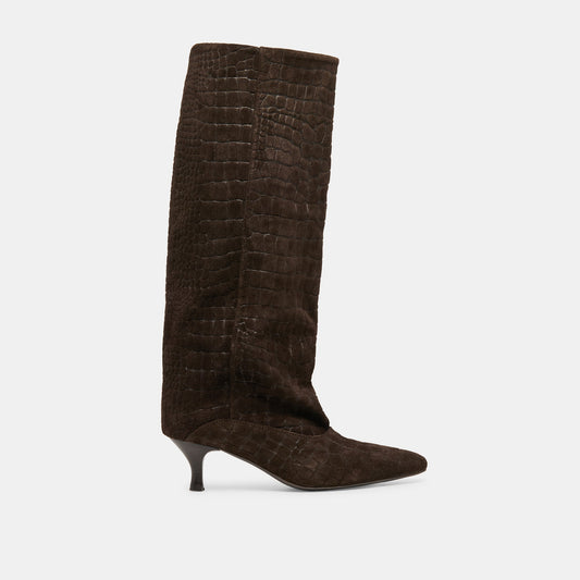 Roxla Dk Chocolate Croco Embossed Leather Boots Dolce Vita Online